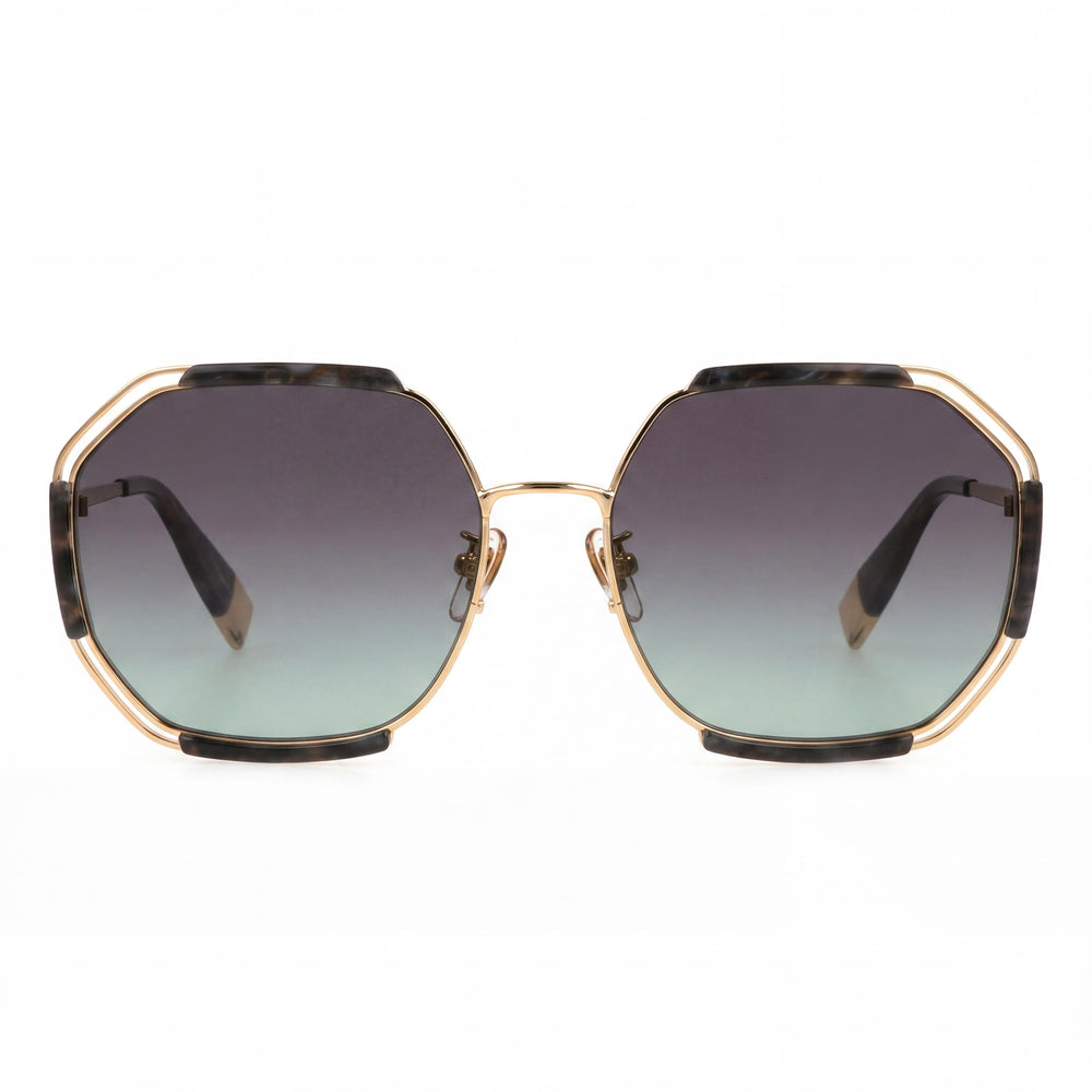 Gafas de sol Furla Sfu785 para mujer, marco de acero inoxidable oro rosa, lentes degradadas humo, UV 400, 61-18-140