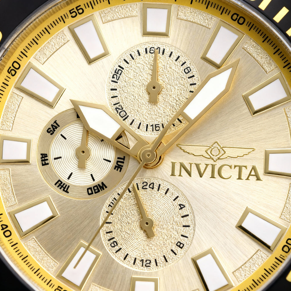 Reloj Invicta Pro Diver 47577 unisex con cronógrafo de acero inoxidable en tono dorado y pulsera de cuarzo de 46 mm