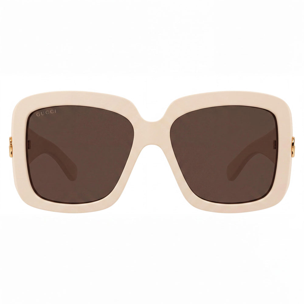 Gucci Women's GG1402S Sunglasses with Ivory-brown Acetate Frame and matching Ivory-brown Lenses, 55mm