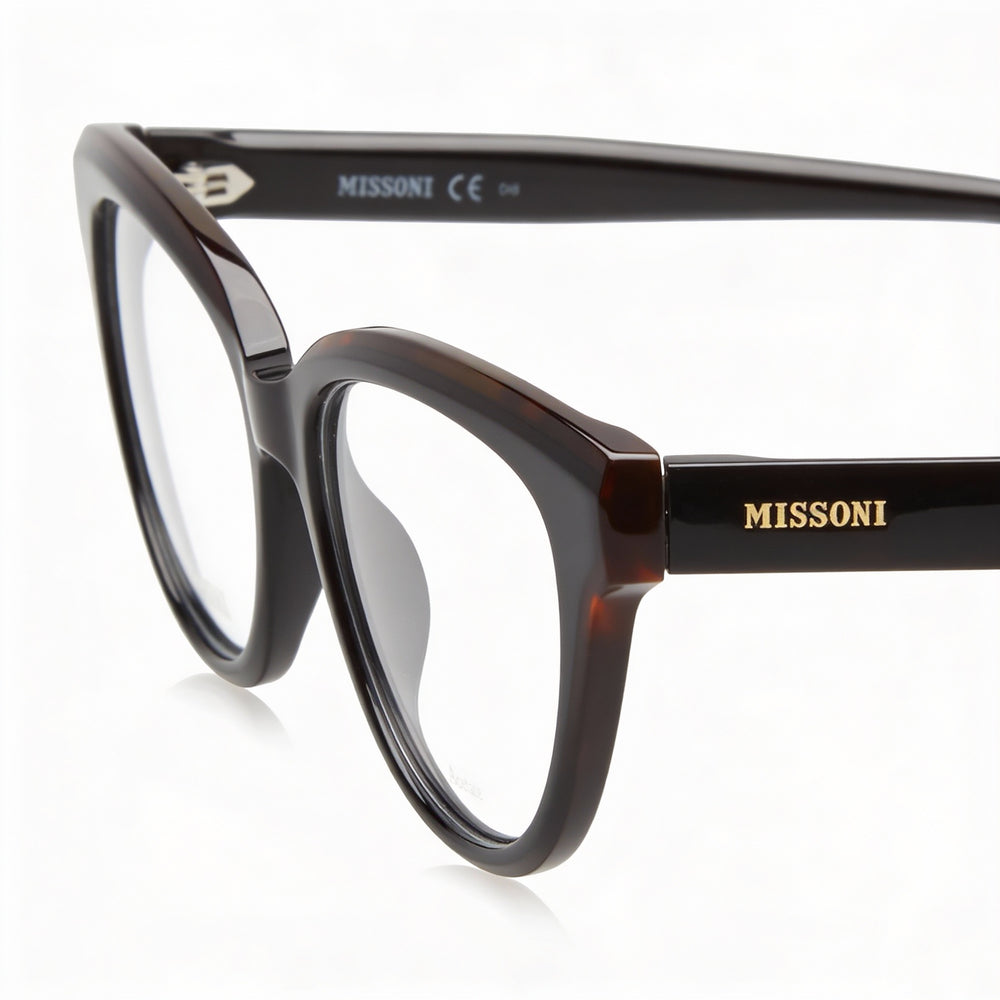 Gafas de sol modernas Missoni para mujer con montura de acetato en color negro habano, lentes de policarbonato no polarizado de 52 mm