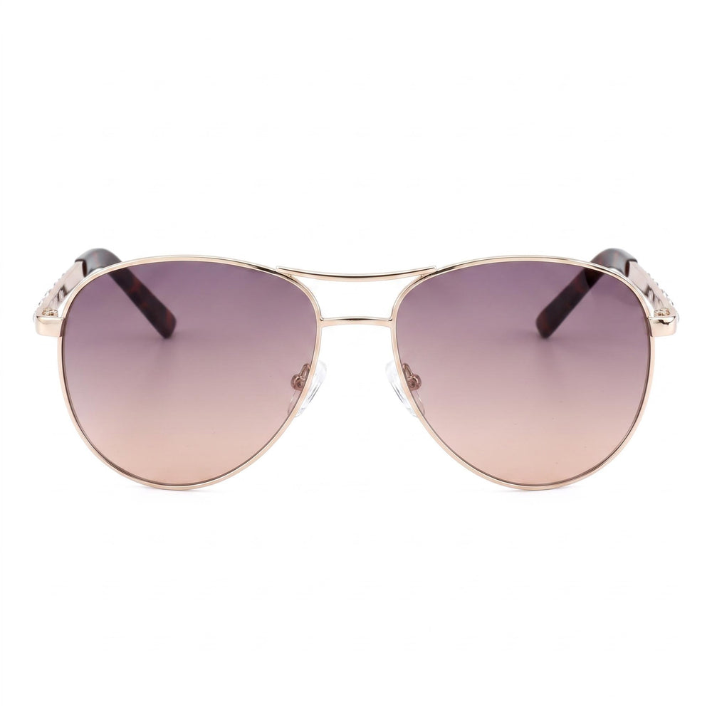 GUESS Women's Multicoloured Metal Frame Brown Lens Non-Polarized 100% UV Protection Sunglasses 61mm