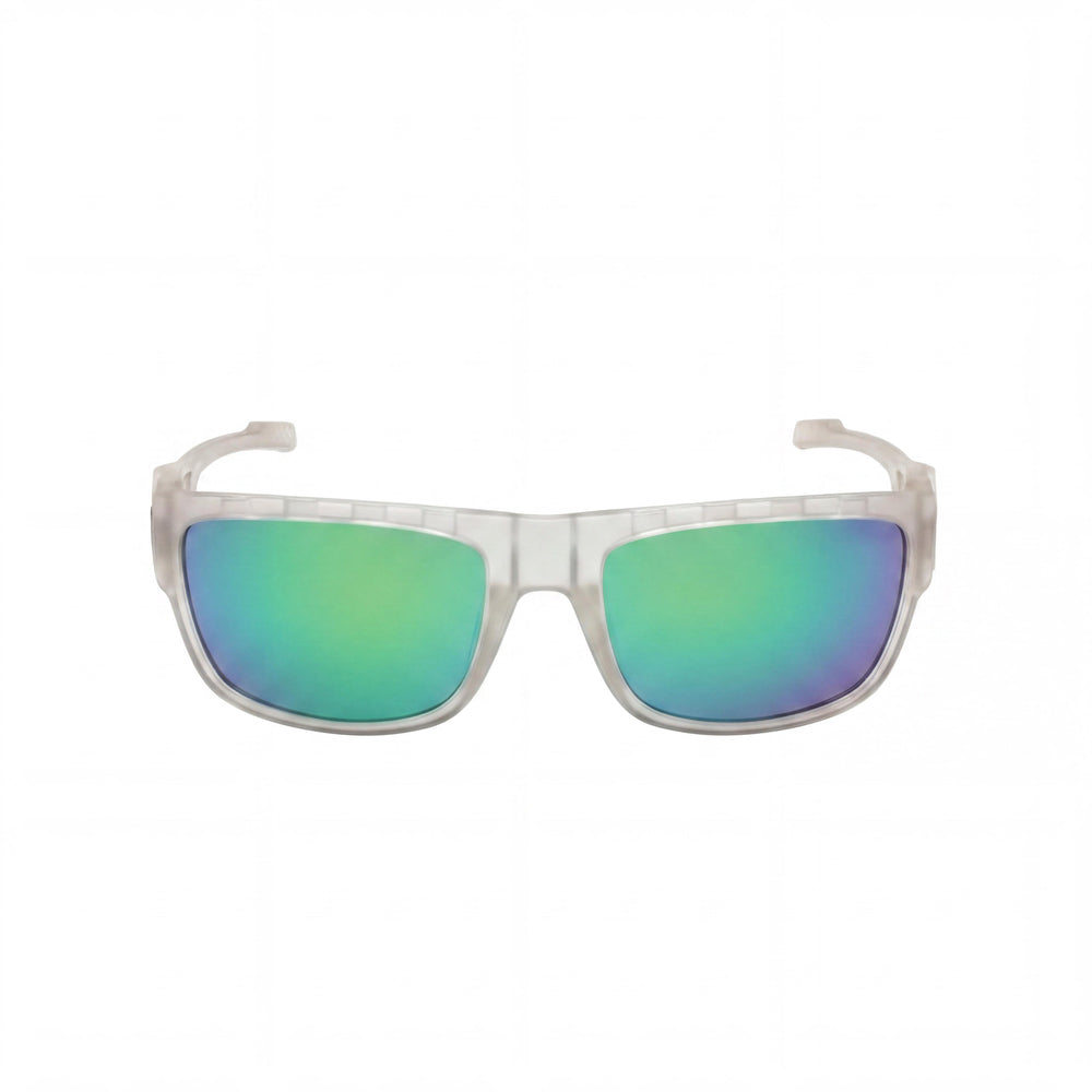 adidas Gafas de sol de plástico 100% UV para hombre, armazón de cristal, lente de espejo verde, 60 mm