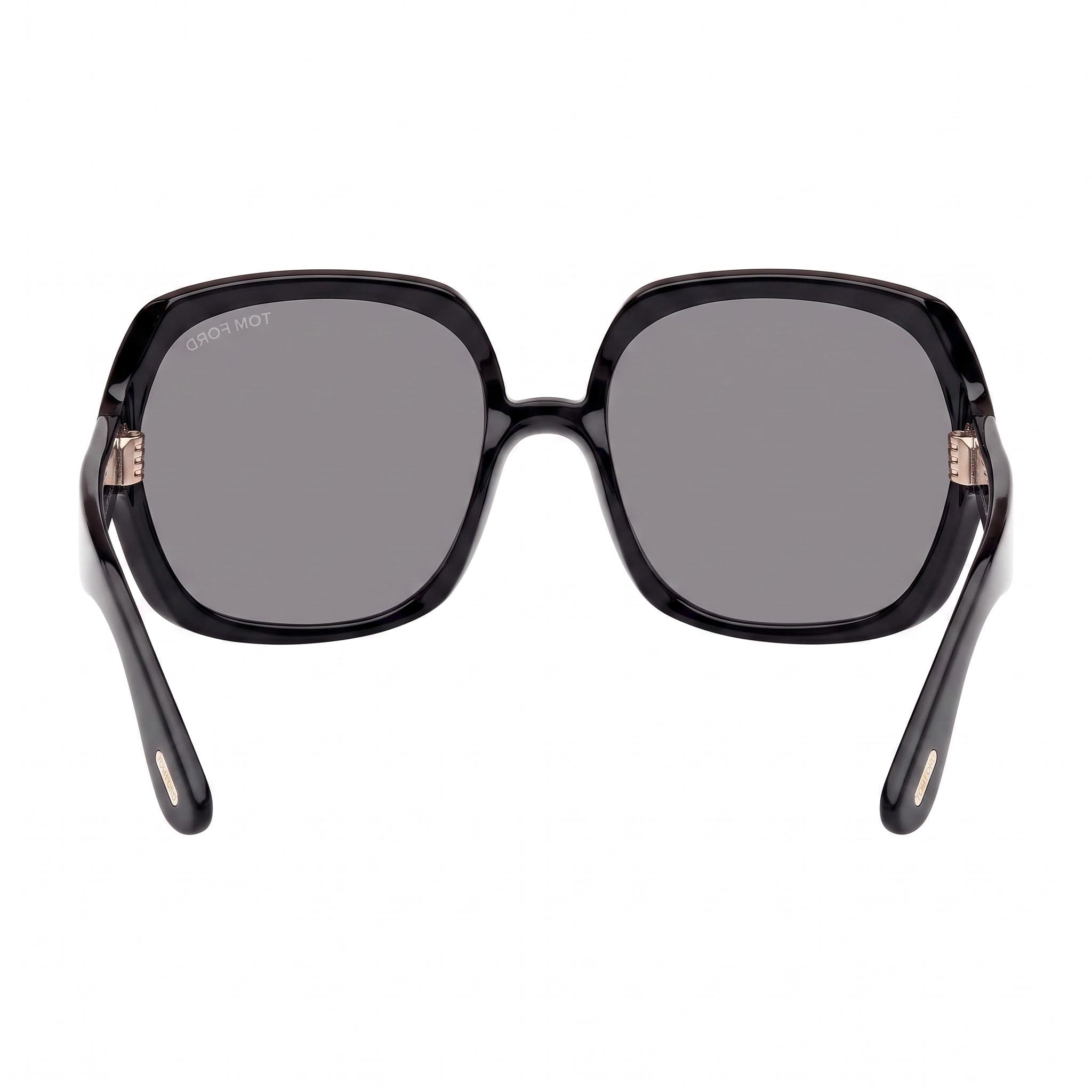 Gafas de sol unisex clásicas Tom Ford con montura de plástico negro brillante, lentes polarizadas ahumadas de 60 mm, Photo 2