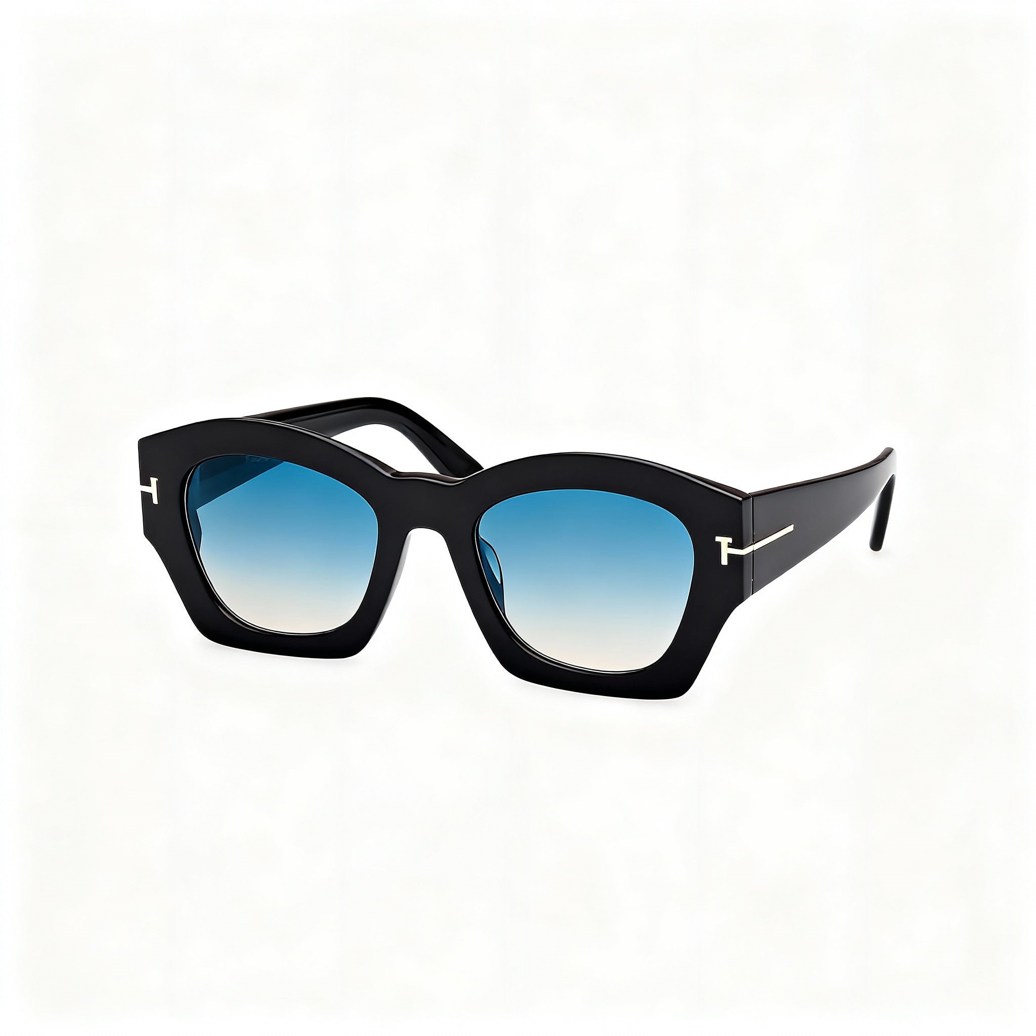 Tom Ford Geometric Women's Shiny Black Acetate Frame Polarized Gradient Green Lenses Sunglasses 52mm, Photo 3