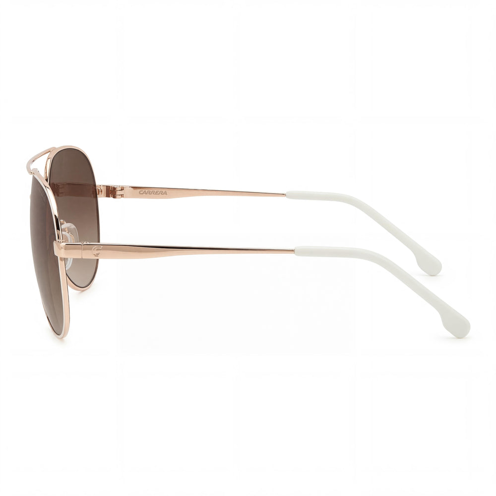 Carrera Women's CARRERA 3005/S Pilot Sunglasses, White Copper Gold Stainless Steel Frame, Brown Shaded UV Lenses, 63mm
