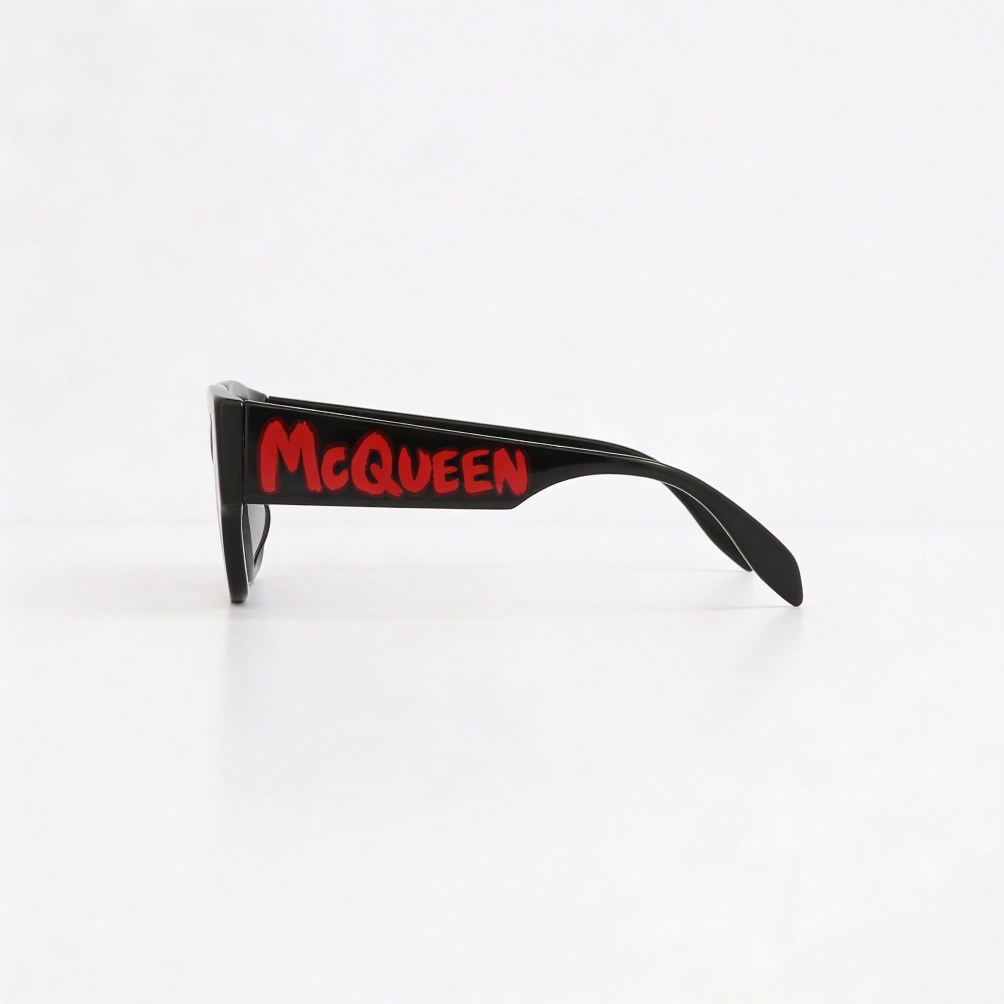 Alexander McQueen Women's Square/Rectangle Sunglasses with Acetate Frame, Black Grey, Polycarbonate UV Protected Lenses, 56mm, Photo 2