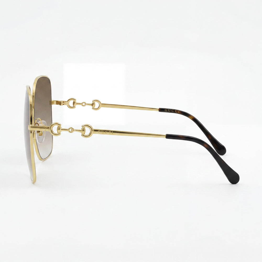 Gucci Gg0879s Women's Gold Brown Acetate Square Brown Gradient UV Protection Sunglasses Lens 61mm Bridge 18mm