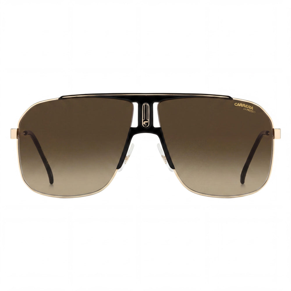 Carrera 1043/S Men's Lightweight Stainless Steel UV Protected Black Gold Brown Shaded Sunglasses 65mm
