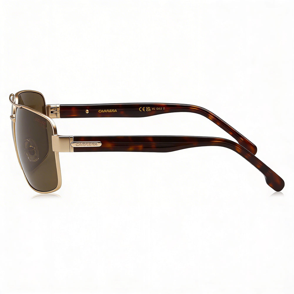 Gafas de sol modernas Carrera para mujer, armazón de acero inoxidable dorado mate, protección UV no polarizada, 61 mm