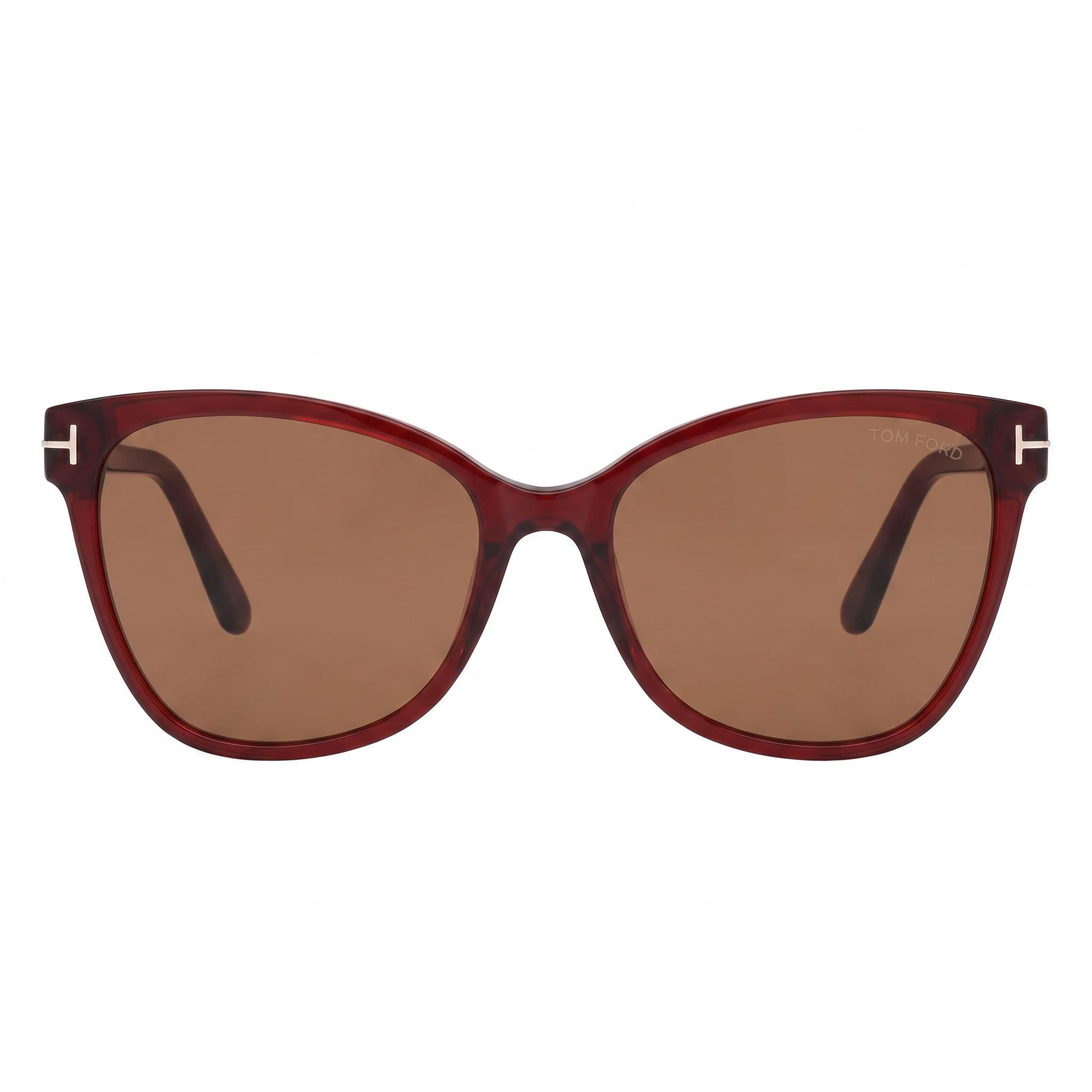 Tom Ford Ft0844 Ani Women's Brown, Burgundy Plastic Frame UV Protected Sunglasses 58mm, Photo 2