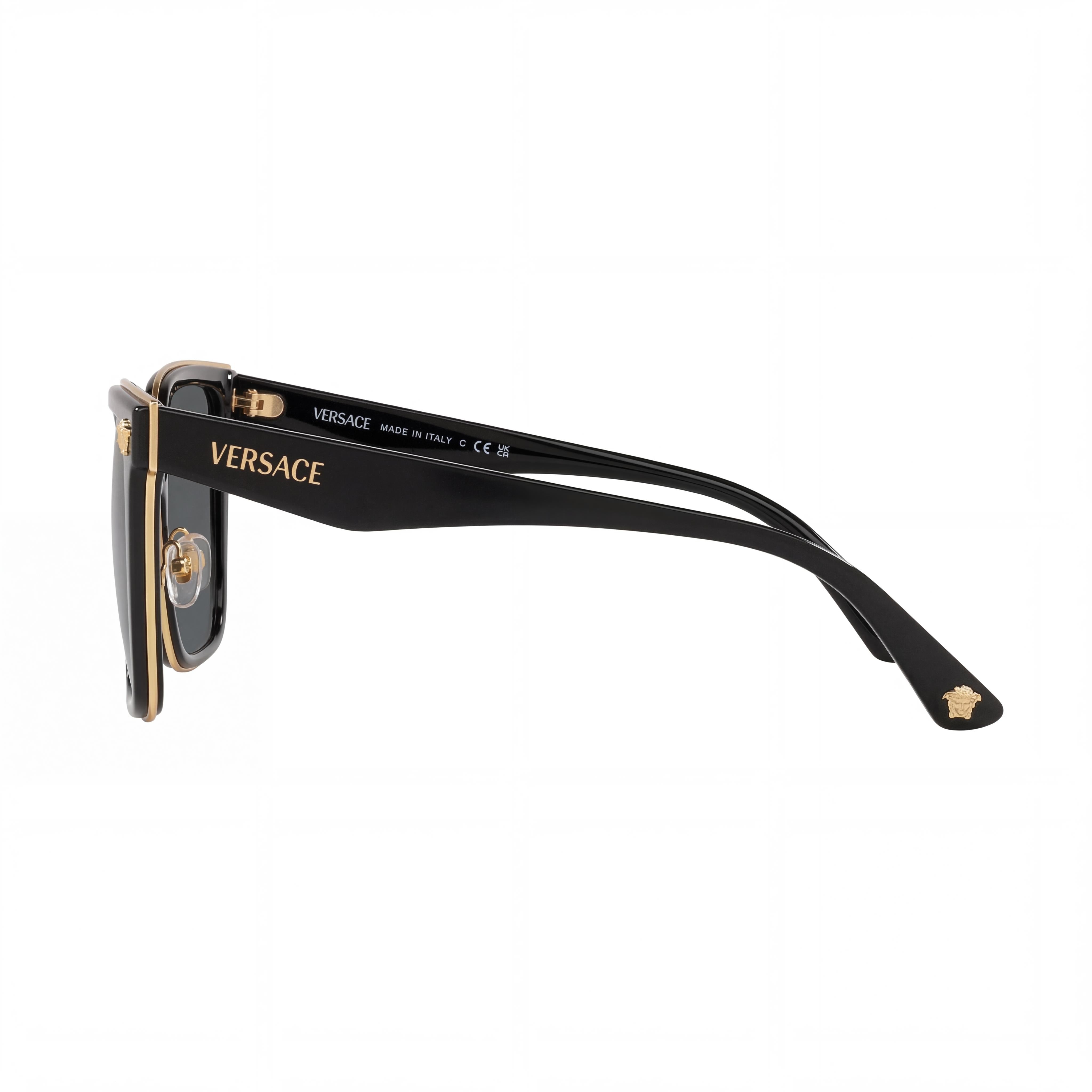 Gafas Versace contemporáneas para mujer, negras, gris oscuro, de titanio, montura completa, lentes de policarbonato, 58-19-150, Photo 3