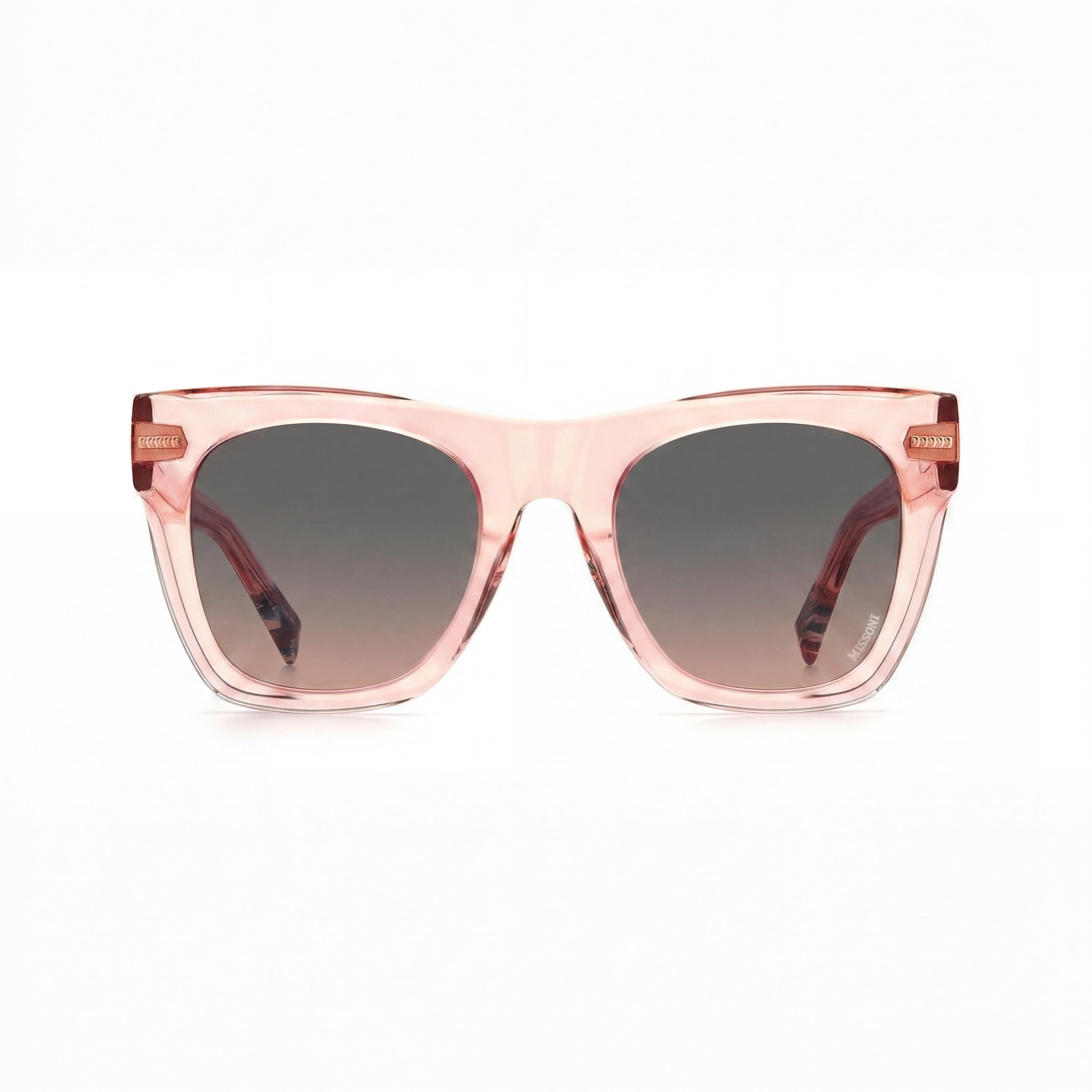 Gafas de sol clásicas Missoni de acetato para mujer, montura gris melocotón y fucsia, lentes color melocotón, 100 % UV, 51 mm, Photo 2