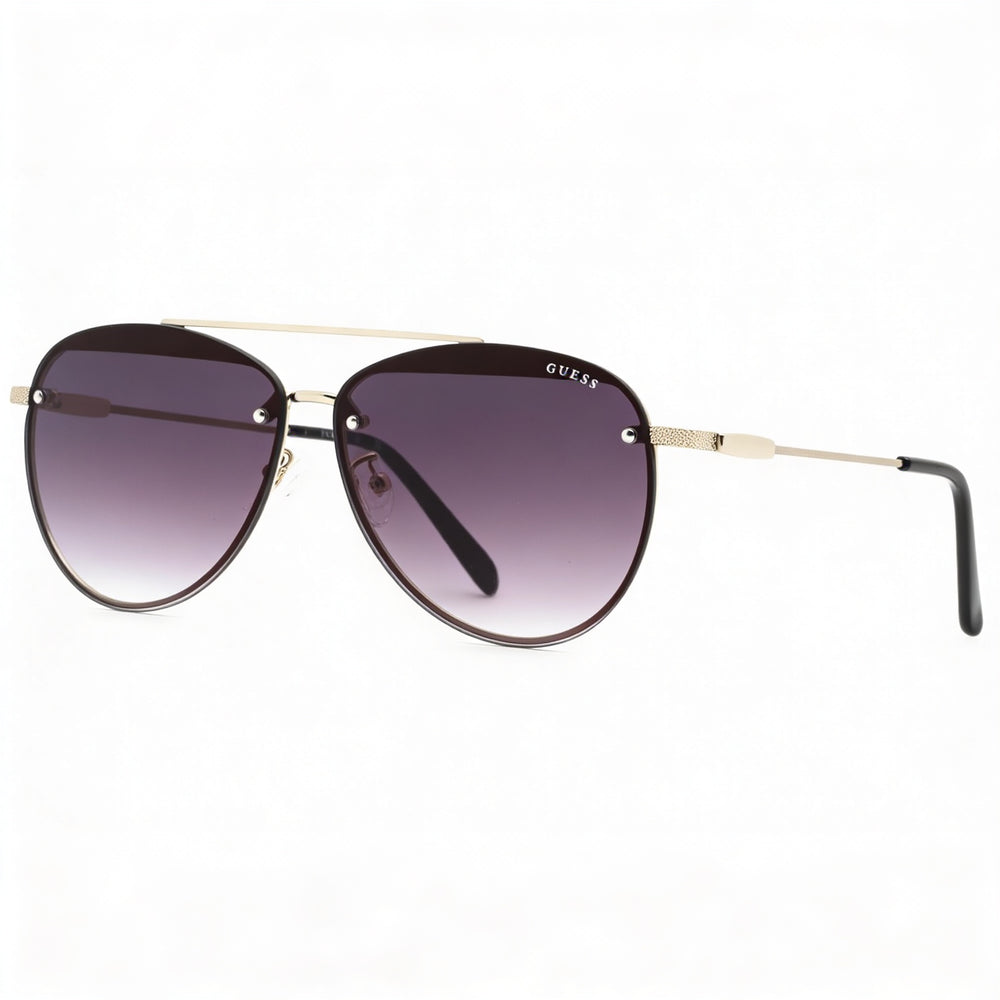 Guess Classic Women's Metal Shiny Light Nickeltin Gradient Smoke Sunglasses 63mm