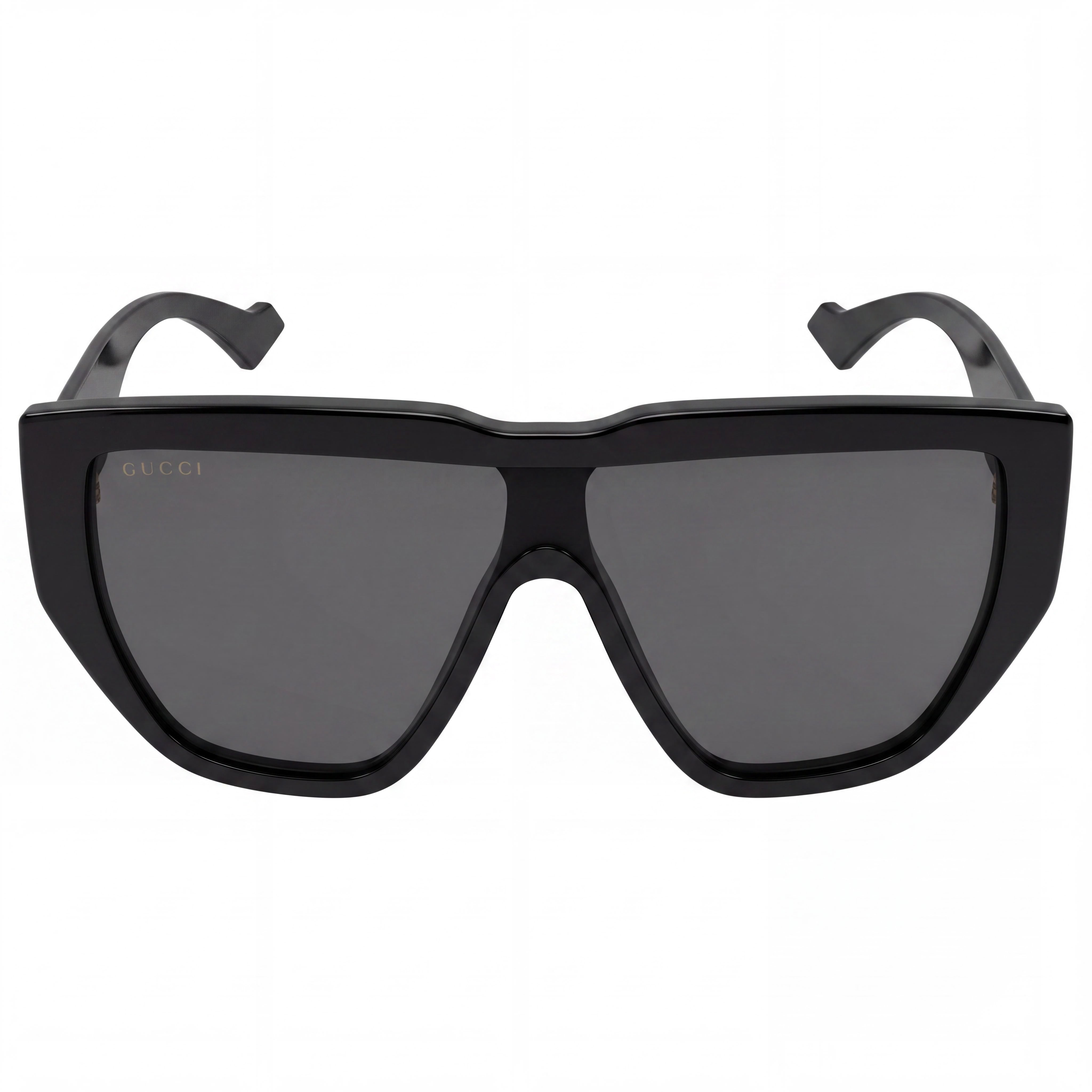 Gucci GG0997S-002 Men's Shiny Black Plastic Square UV Protected Non-Polarized Sunglasses with Black Grey Lenses, 99mm, Photo 2