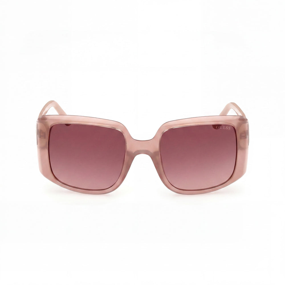 Gafas de sol GUESS Emery de plástico cuadradas extragrandes para mujer, montura beige brillante, lentes marrones degradados, protección UV