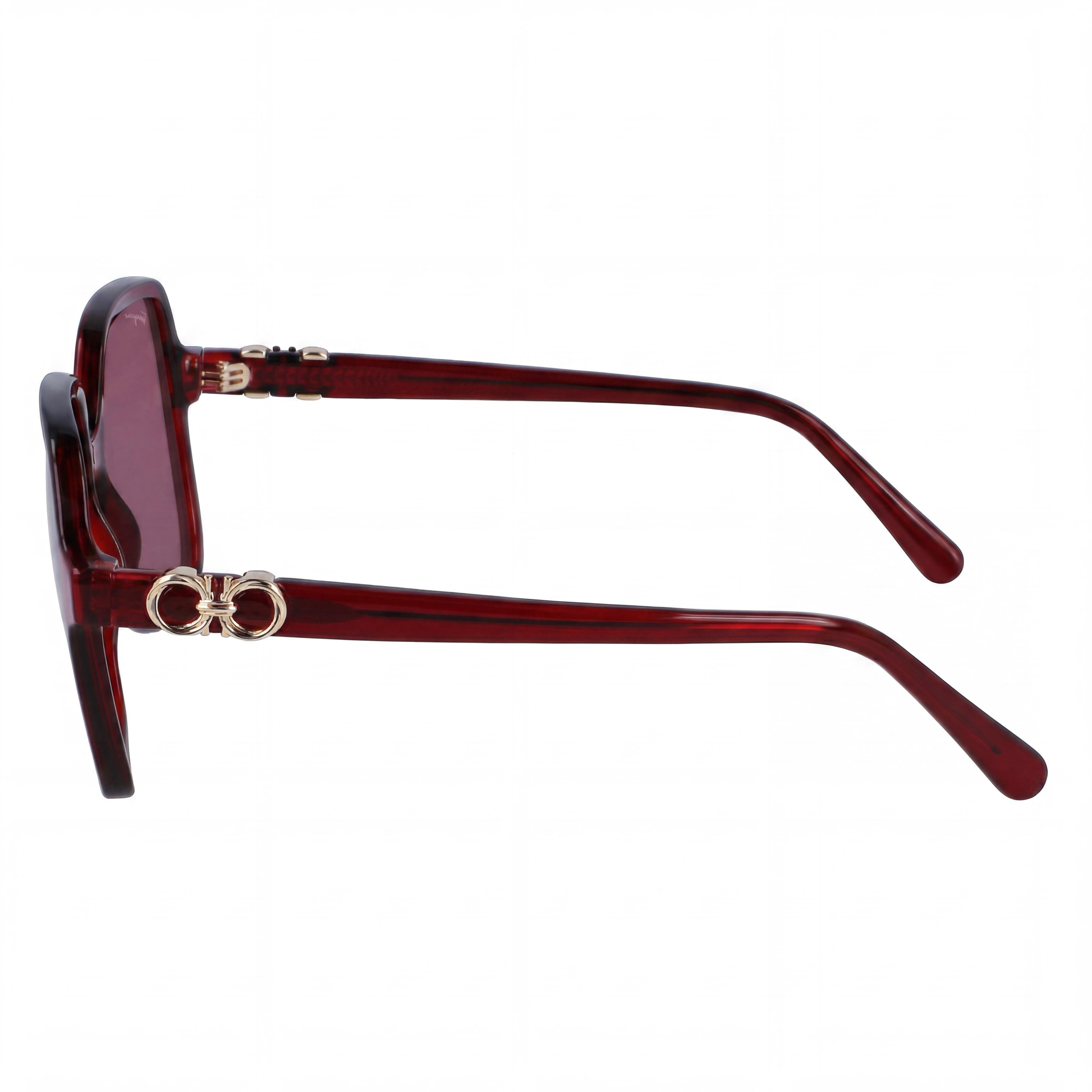 Salvatore Ferragamo Sf1083s Men's Alloy Steel Frame UV 400 Protection Sunglasses Transparent Burgundy 57mm, Photo 3