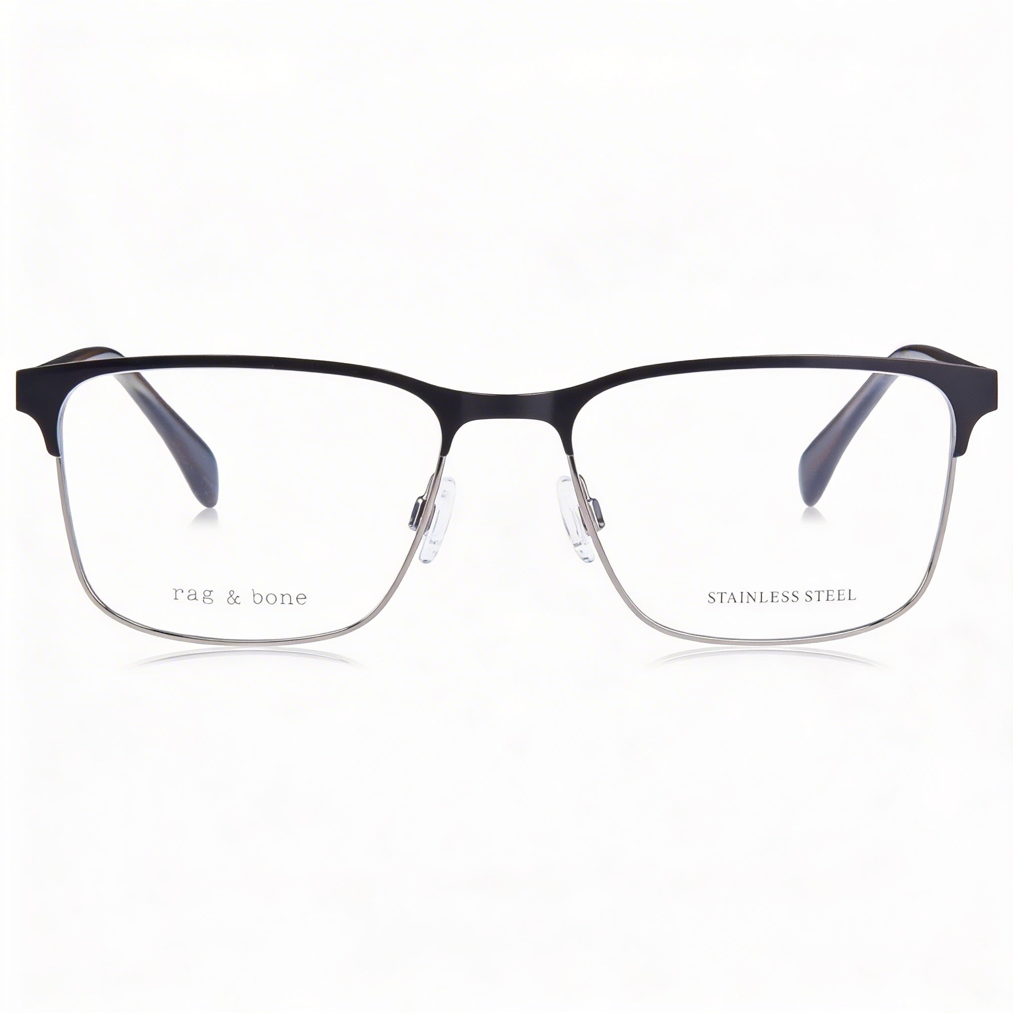 Rag & Bone Modern Collection Men's Black Alloy Steel Frame Sunglasses featuring Polycarbonate Lenses 56mm, Photo 3