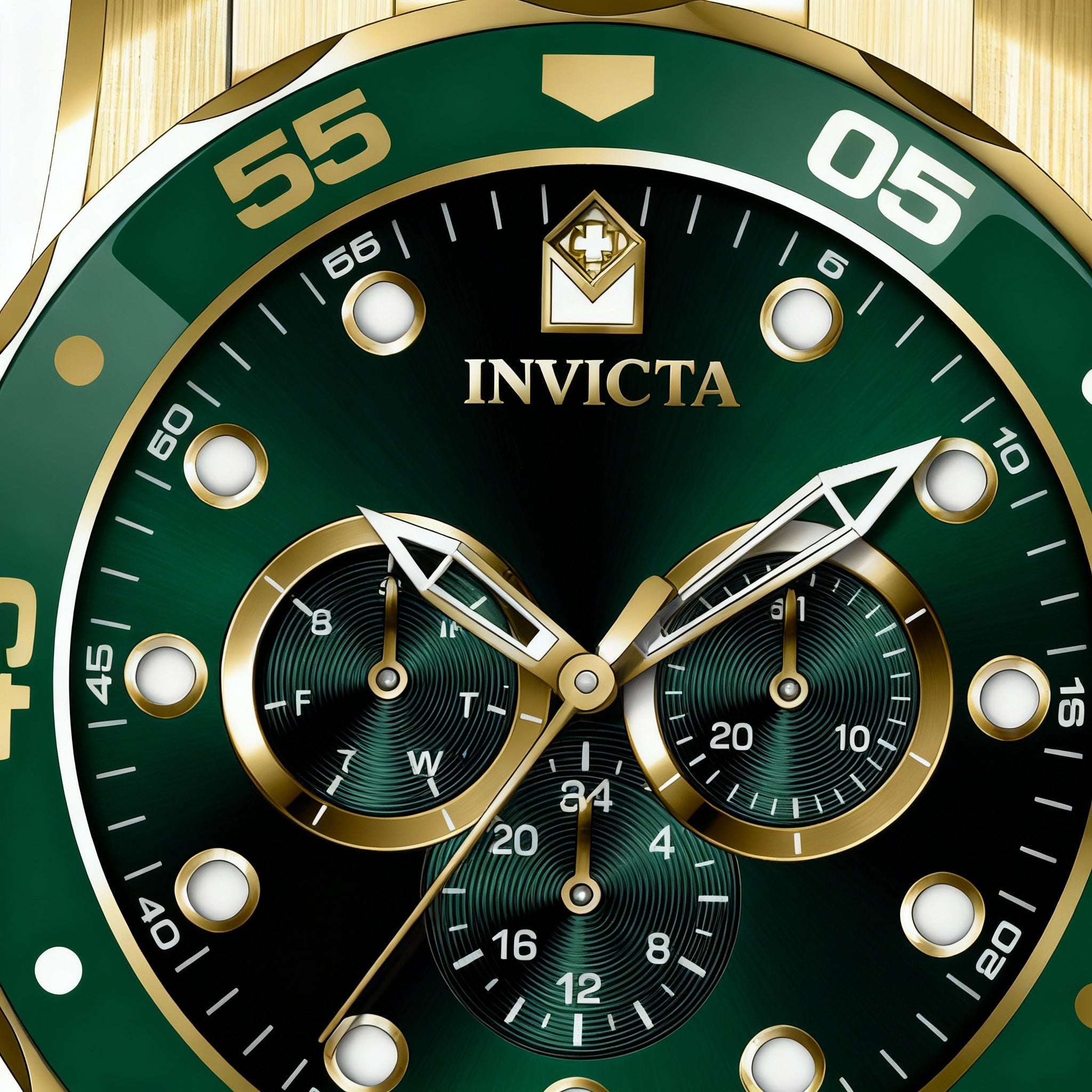 Invicta Men's Pro Diver 48mm Quartz Chronograph Watch, Stainless Steel Case, Green Dial, 100m Water Resistant, Photo 3