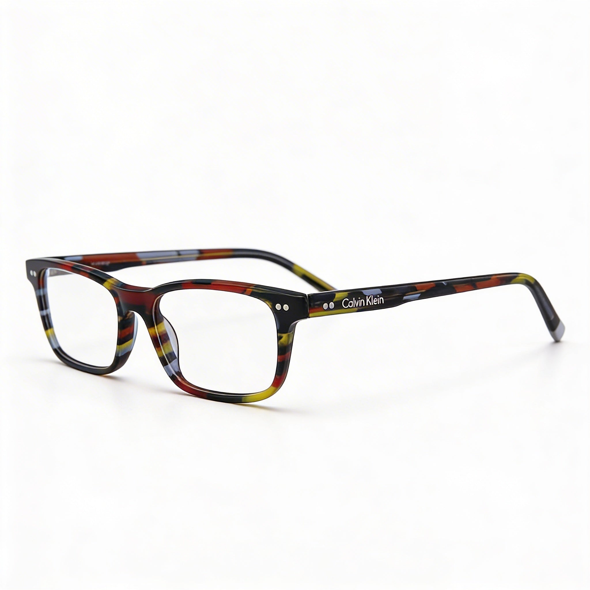 Gafas de vista Calvin Klein Modern para mujer con montura cuadrada de plástico, rayas marrones y grises, 51 mm, Photo 2