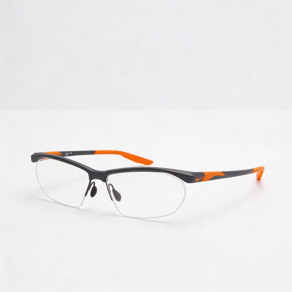 Nike 7401 Unisex Metal Frame Eyewear with Polycarbonate Lenses, Matte Dark Grey Frame & Lenses, Size 58