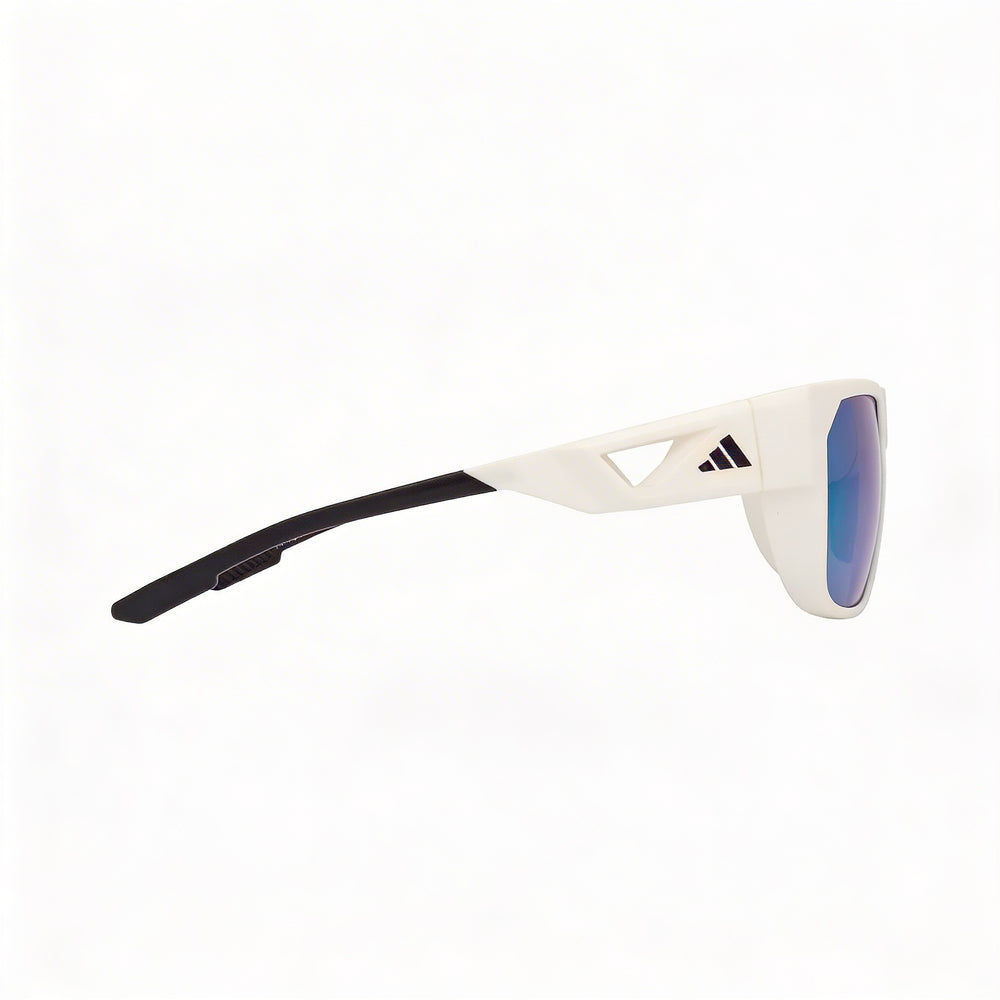 Adidas Comtemporary Men's Matte White Plastic Frame Green Mirror Lenses UV Protection Sunglasses 57mm