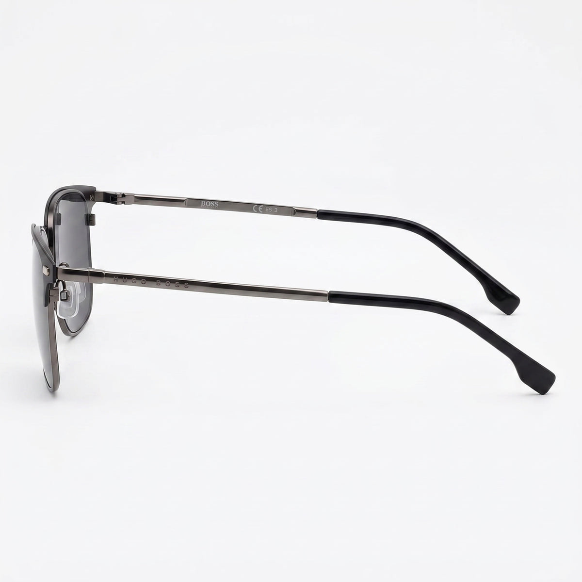 BOSS Men's Rectangular Alloy Steel Matte Black Frame Sunglasses, Grey Blue UV Lenses 54-19-140, Photo 2