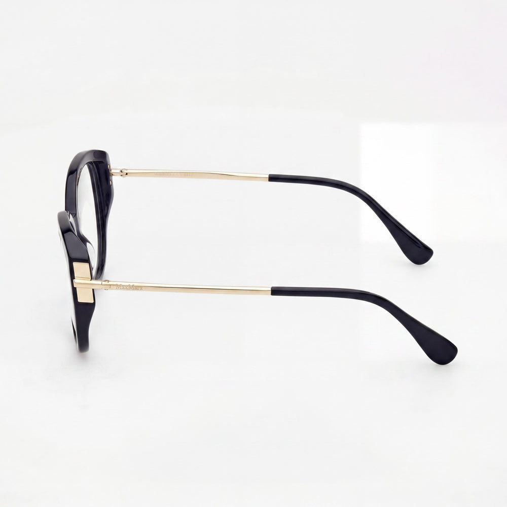 Gafas de plástico para hombre MaxMara Mm5116 azul brillante, oro pálido brillante con lentes azules brillantes de 52 mm