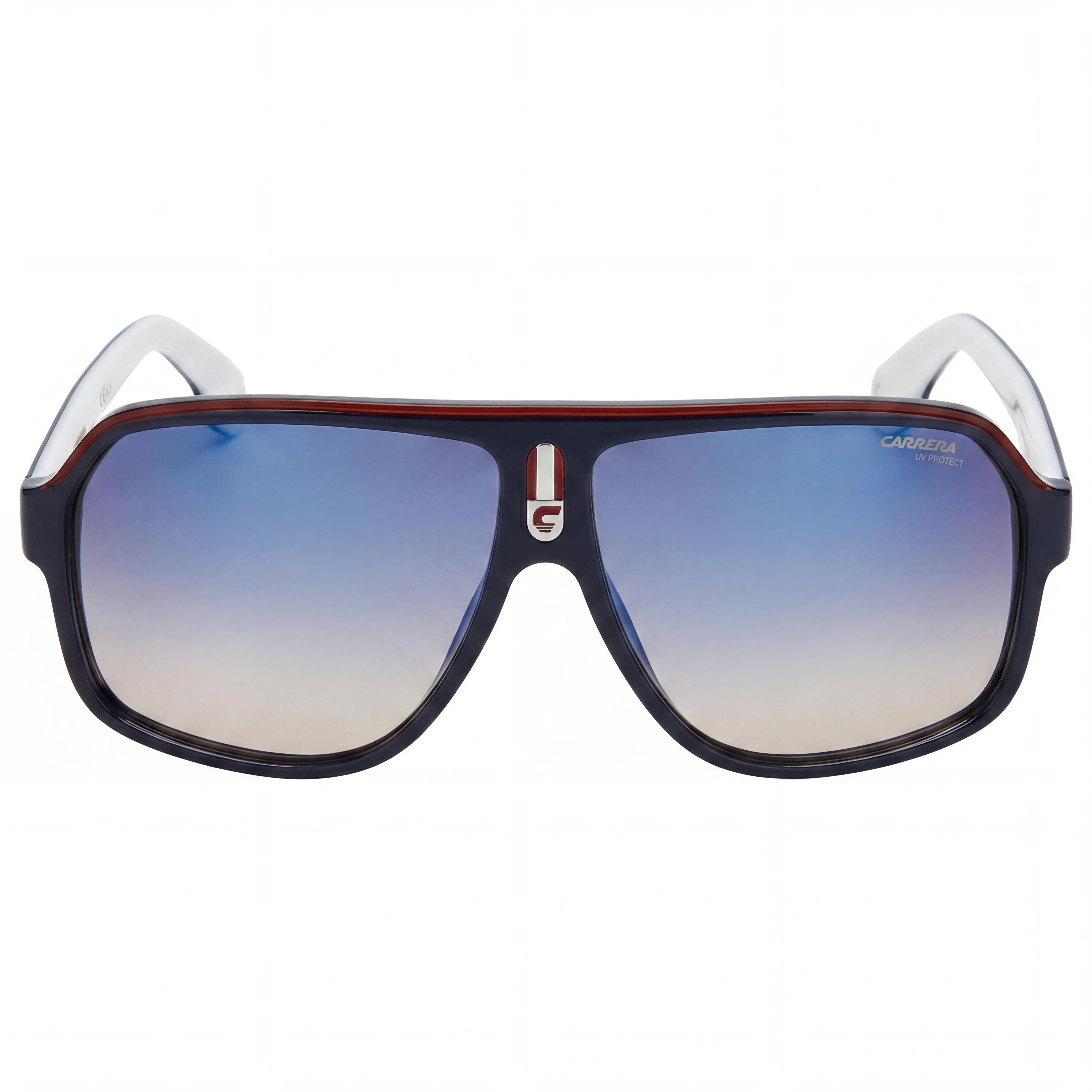 Gafas de sol unisex Carrera 1001/S de aviador de plástico, montura azul y roja con lentes multifocales grises, 62 mm, Photo 2