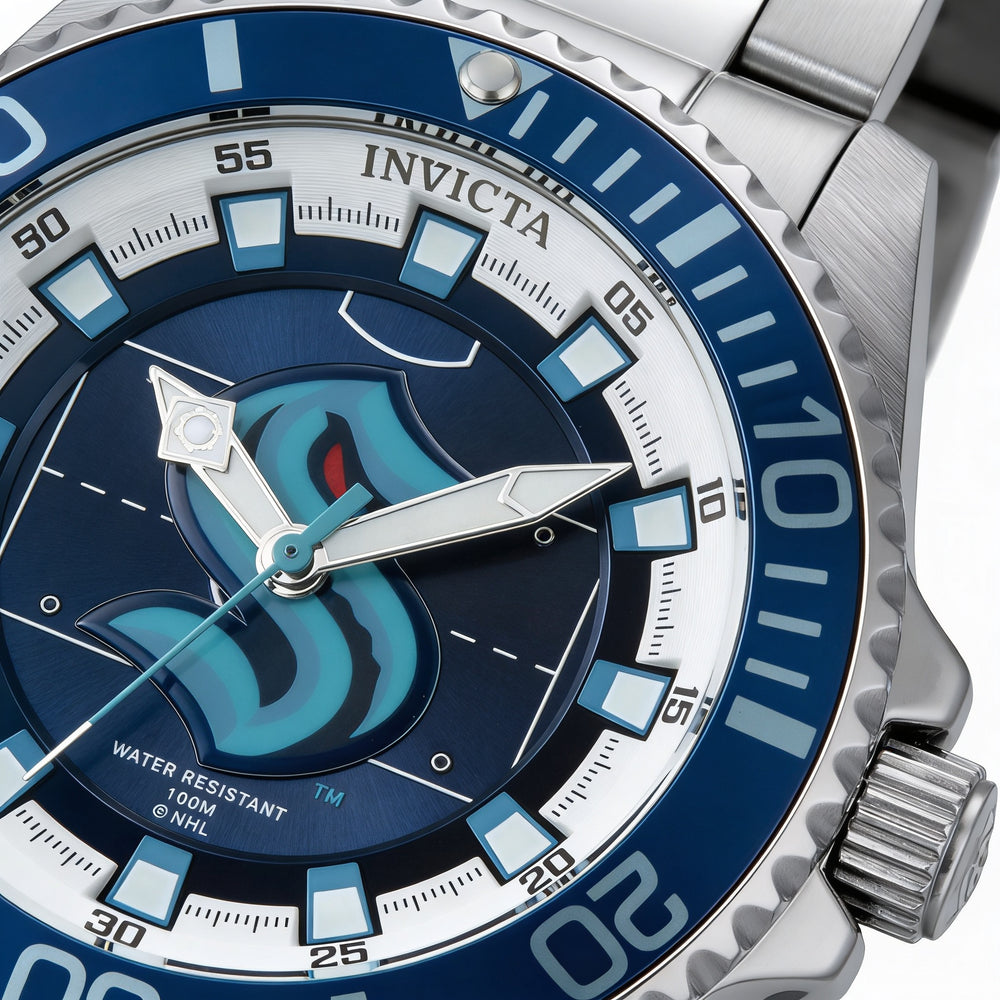 Reloj Invicta NHL IN-42212-AMZUK para mujer, de acero inoxidable plateado y esfera azul, 38 mm