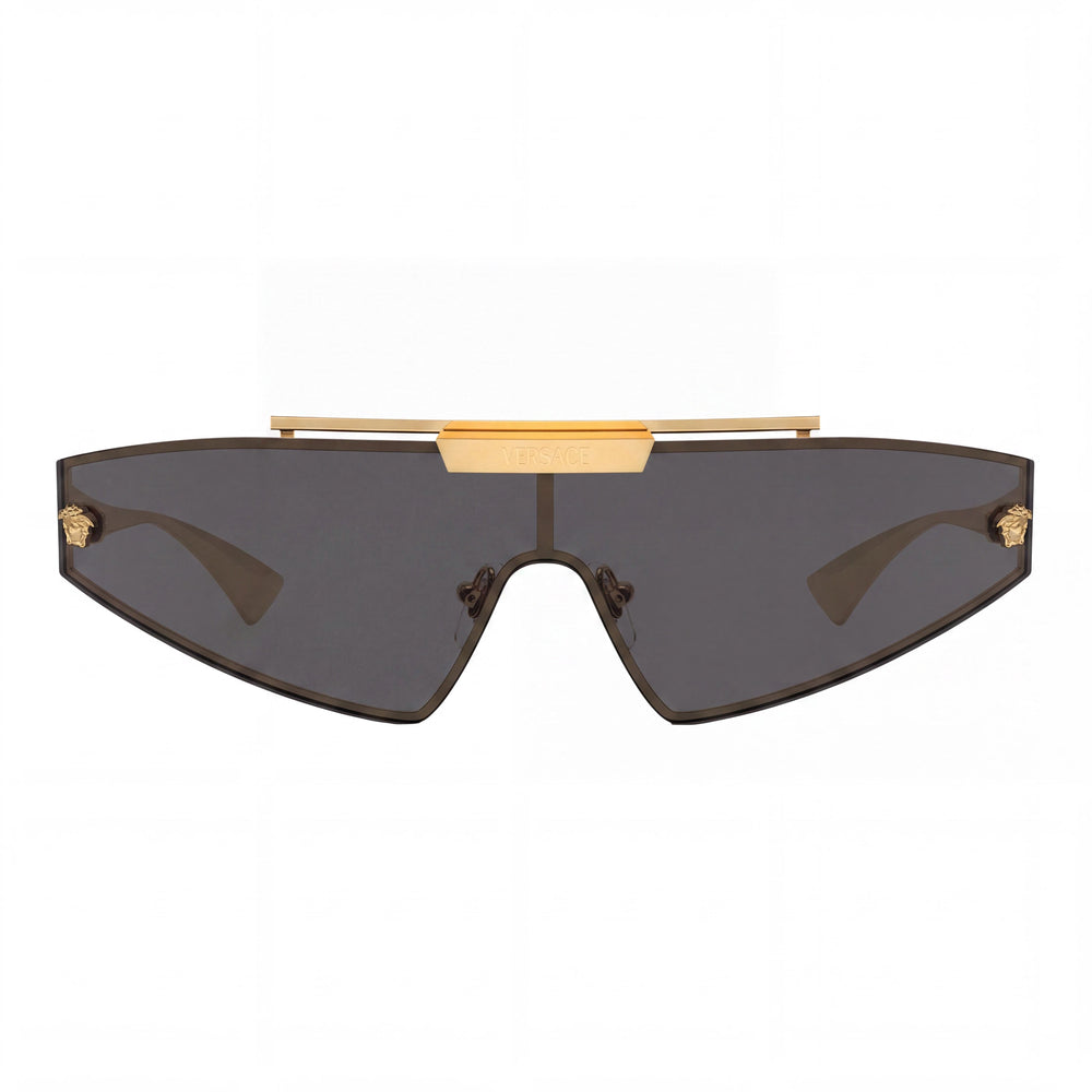 Gafas de sol de metal dorado Versace Ve 2265 para mujer con lentes de protección UV de composite gris de 44 mm