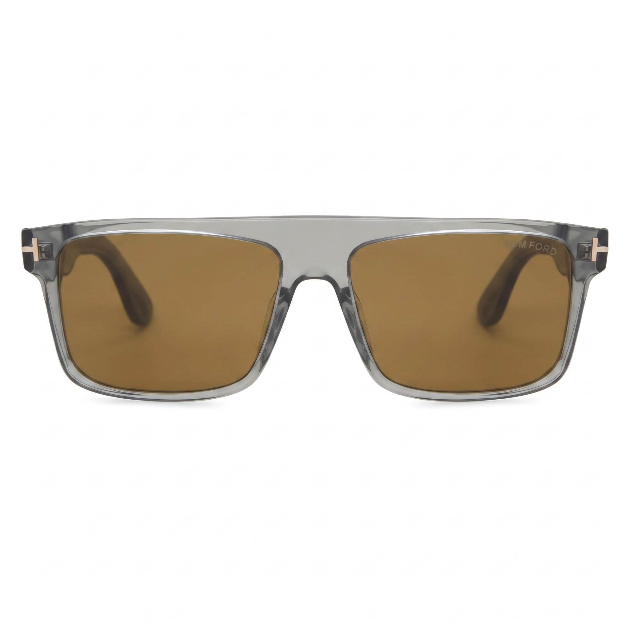 Tom Ford Classic Transparent Grey Pantographed Plastic Brown Lens Unisex UV Protection Sunglasses 58mm, Photo 2