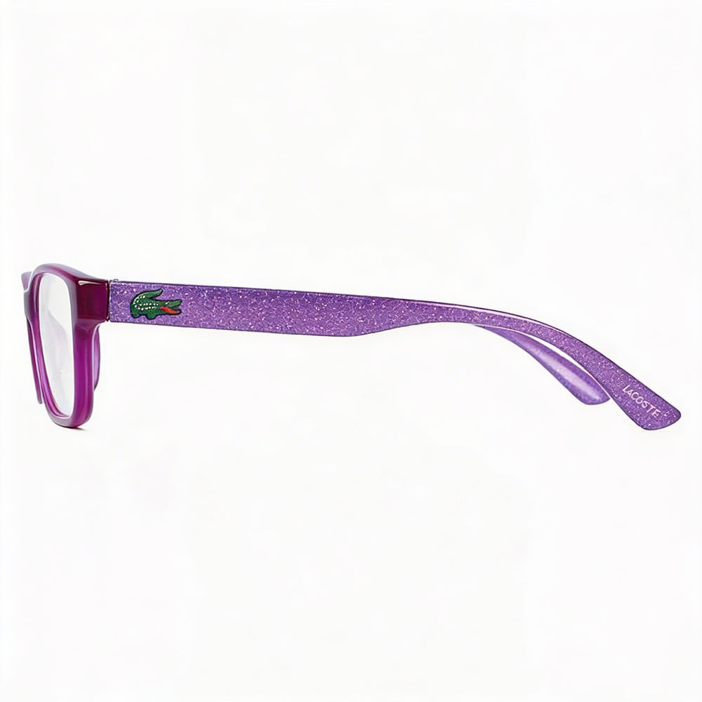Gafas rectangulares Lacoste L3803b Mi para niños con montura de grilamid morado mate, lentes de 51 mm