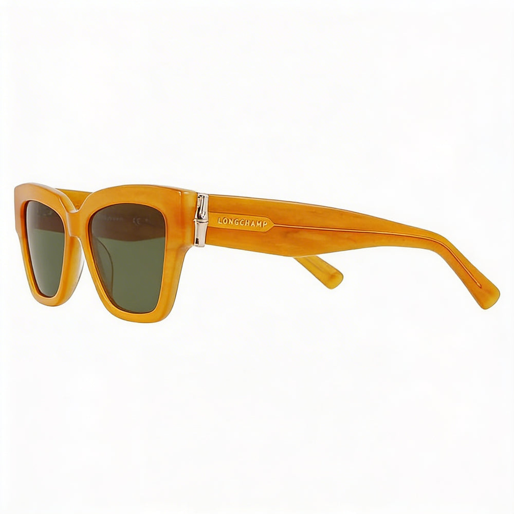 Gafas de sol casuales Longchamp LO745S de acetato para mujer con montura color miel y lentes de policarbonato UV 400 de 53mm