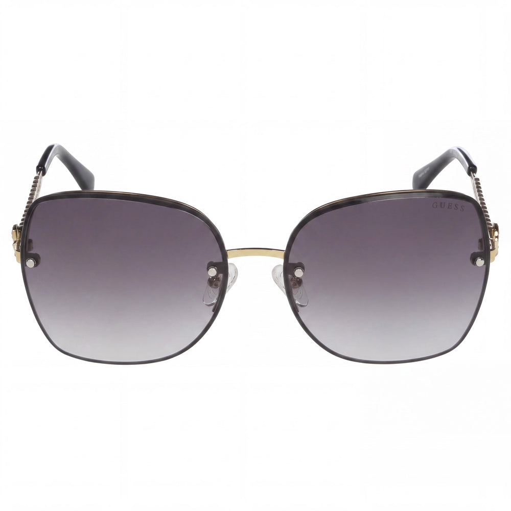 GUESS Gf6119 Gafas de sol para mujer con armazón de metal dorado degradado, micas degradadas humo y protección UV
