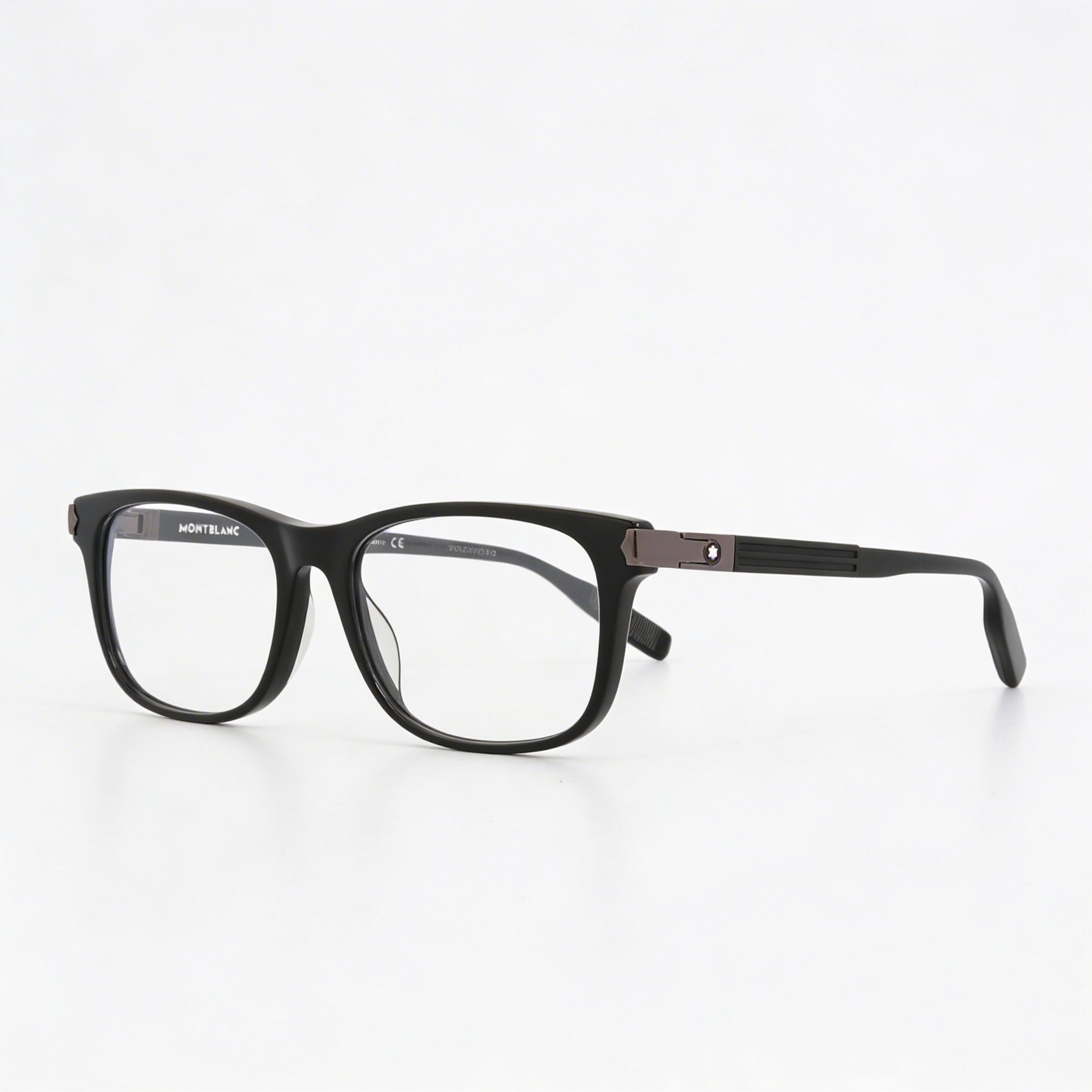 MONTBLANC Established Men's Black Plastic Full Rim Rectangular Rx-Able Eyeglasses with Clear Acetate Lenses 56-18-150, Photo 3