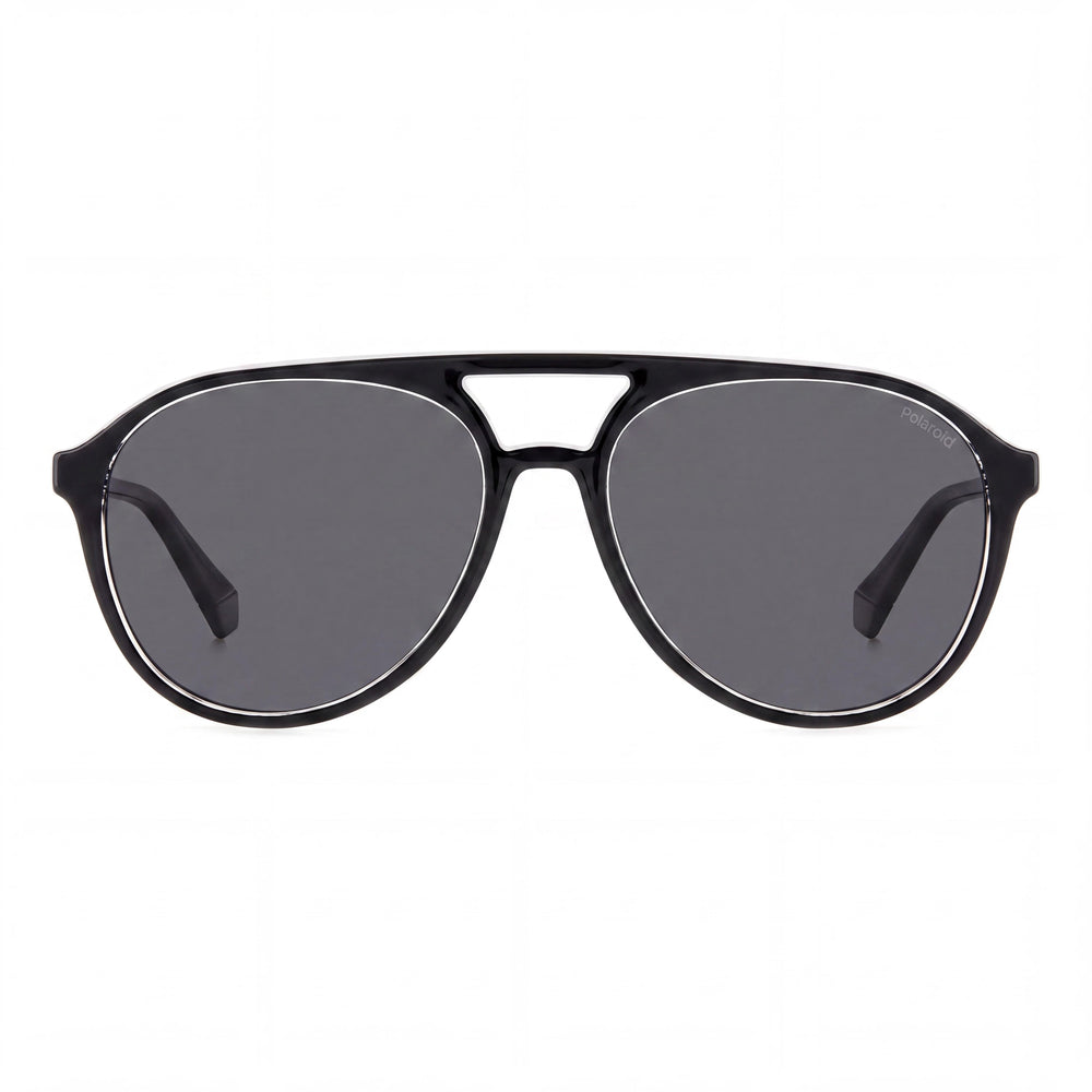 Gafas de sol polarizadas unisex Polaroid, protección UV, montura de policarbonato, negro/gris oscuro, 56mm
