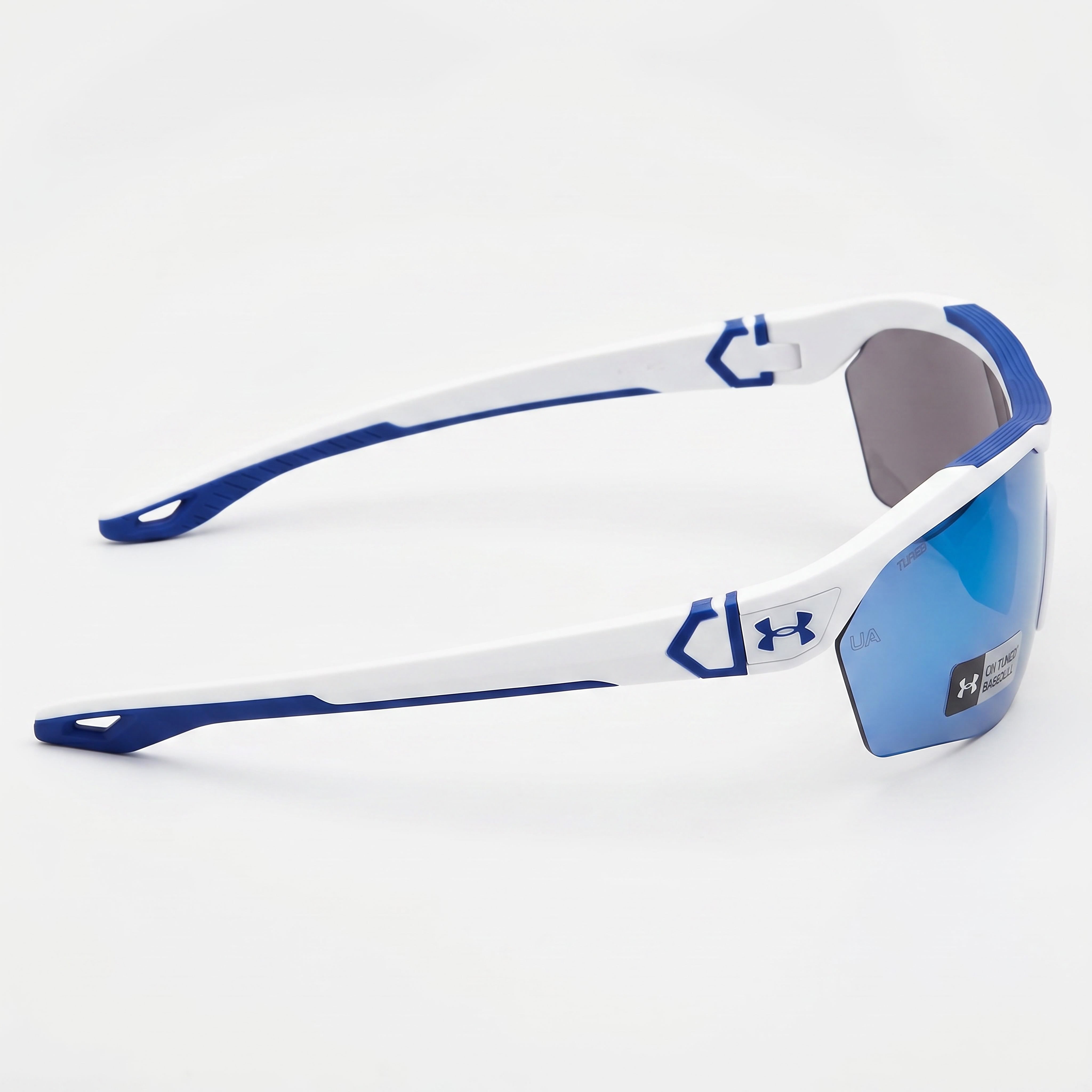 Gafas de sol Under Armour Ua Yard Pro para hombre, marco ajustado mate blanco azul, lente azul de policarbonato con protección UV, Photo 3