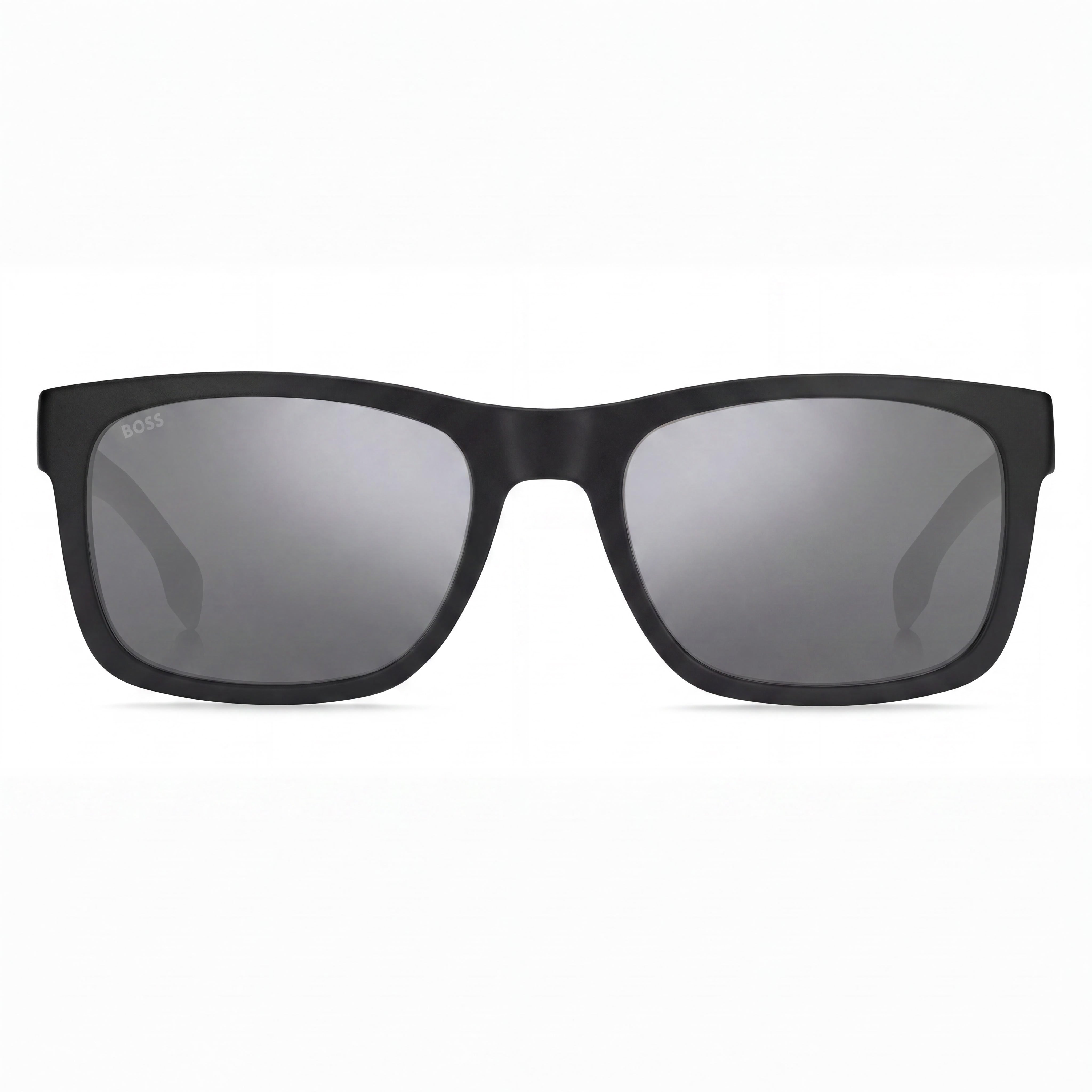 Gafas de sol Hugo Boss Classic para hombre, negras y plateadas, con montura de inyección de propionato de celulosa, espejo plateado, no polarizadas, protección UV, 55-20-145, Photo 2