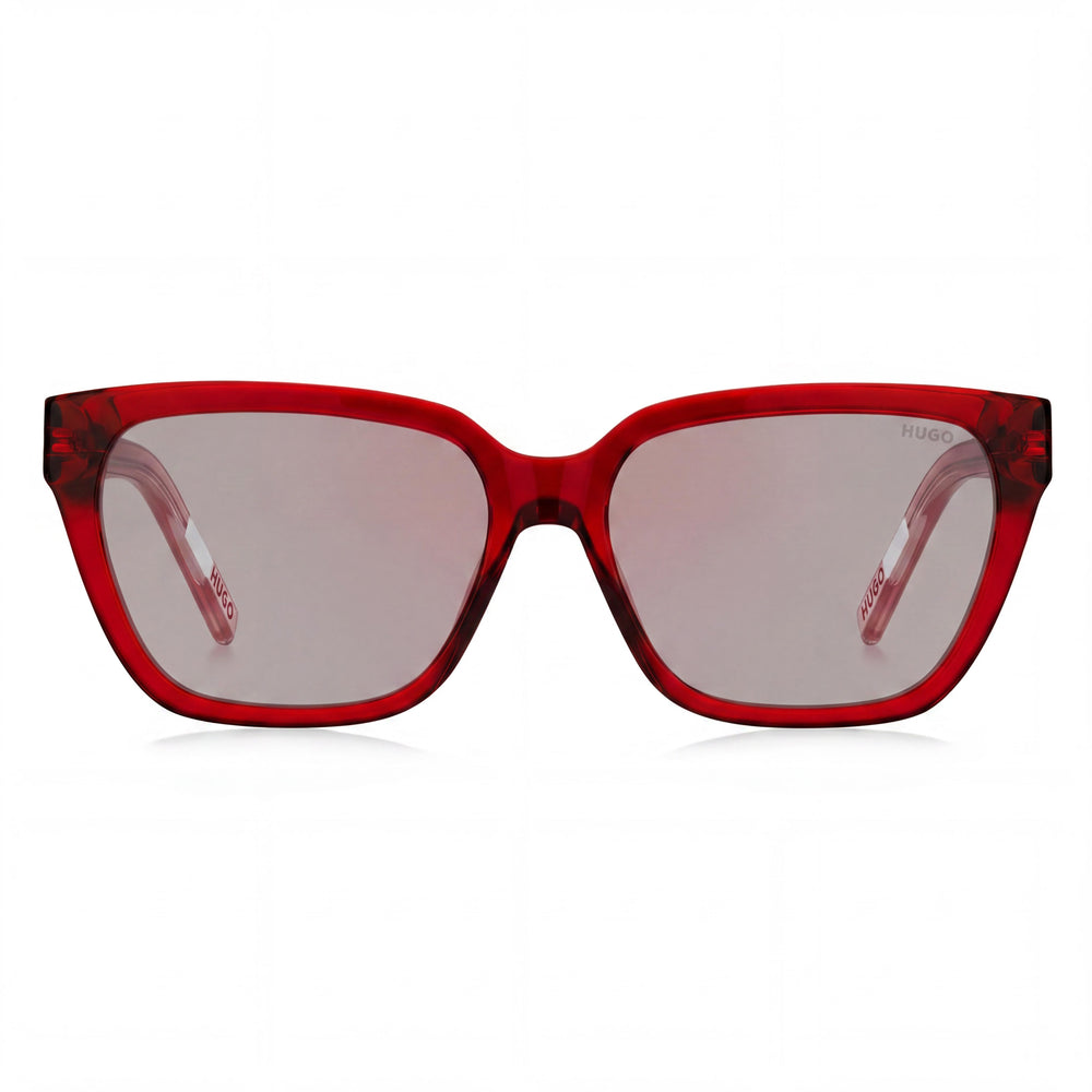 Gafas de sol de acetato para mujer HUGO Contemporary en color rojo y rosa con lentes rojas no polarizadas de 56 mm