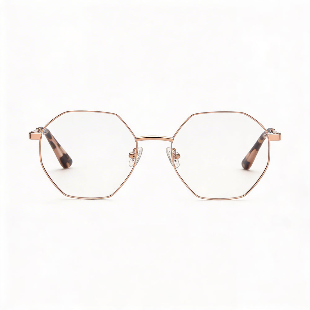 Guess GU2849 Women's Square Full Rim Metal Frame Eyeglasses Shiny Rose Gold 56-19-140mm