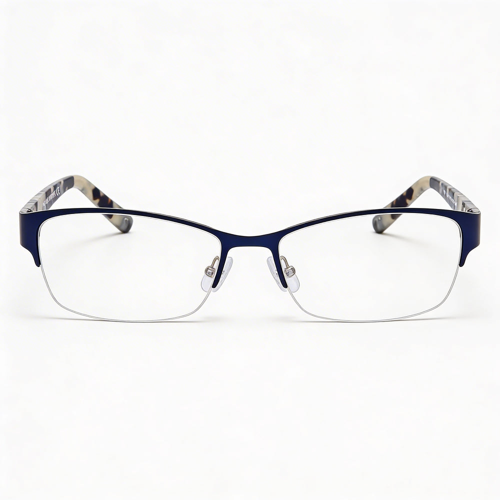 BANANA REPUBLIC Gafas Rectangulares Jordyn Unisex Semial Aire de Metal Azul Marino con Cristales Transparentes - 54mm