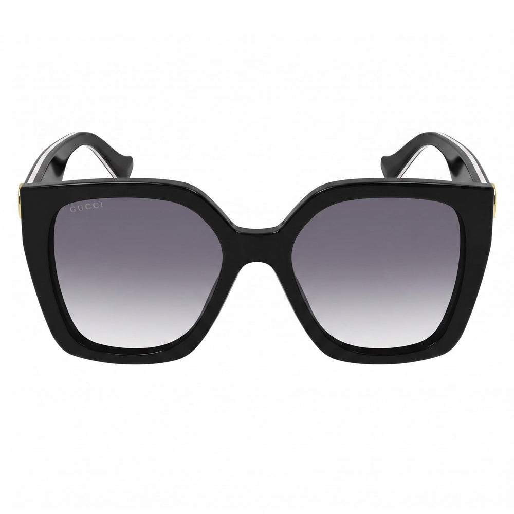 Gucci Gg1300s 004 Women's Recycled Acetate Square UV Protection Sunglasses Black Grey Shaded 55mm