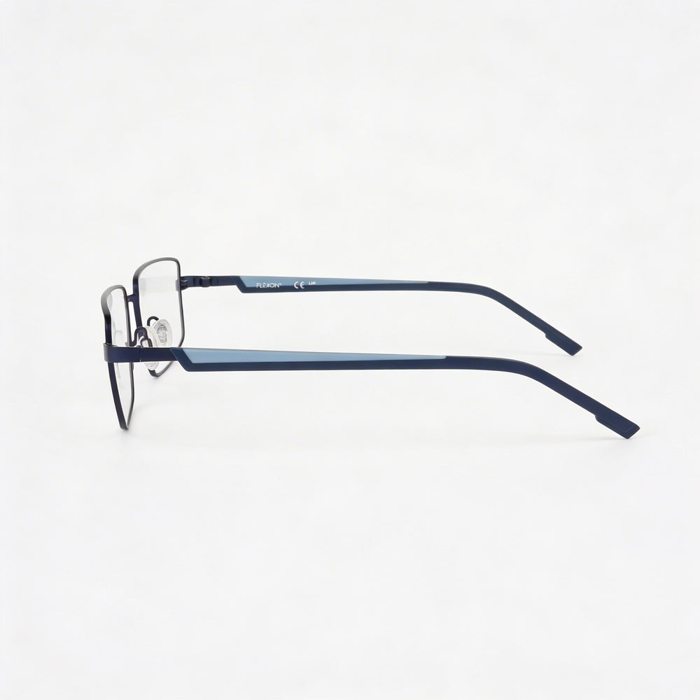 Flexon H6085 Men's Plastic Frame Eyeglasses with Polycarbonate Lenses, Matte Navy, Size 55-17-145