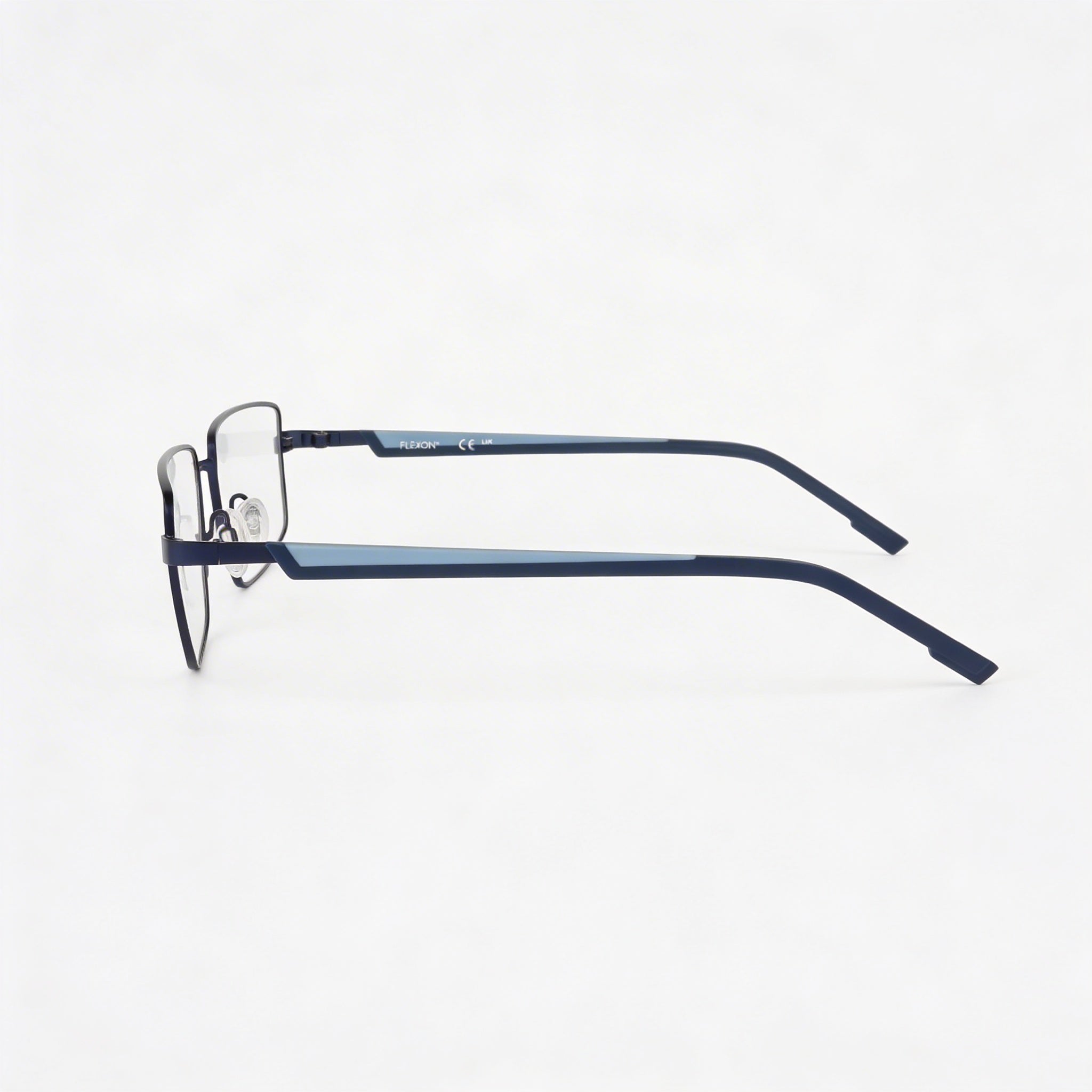 Flexon H6085 Men's Plastic Frame Eyeglasses with Polycarbonate Lenses, Matte Navy, Size 55-17-145, Photo 3