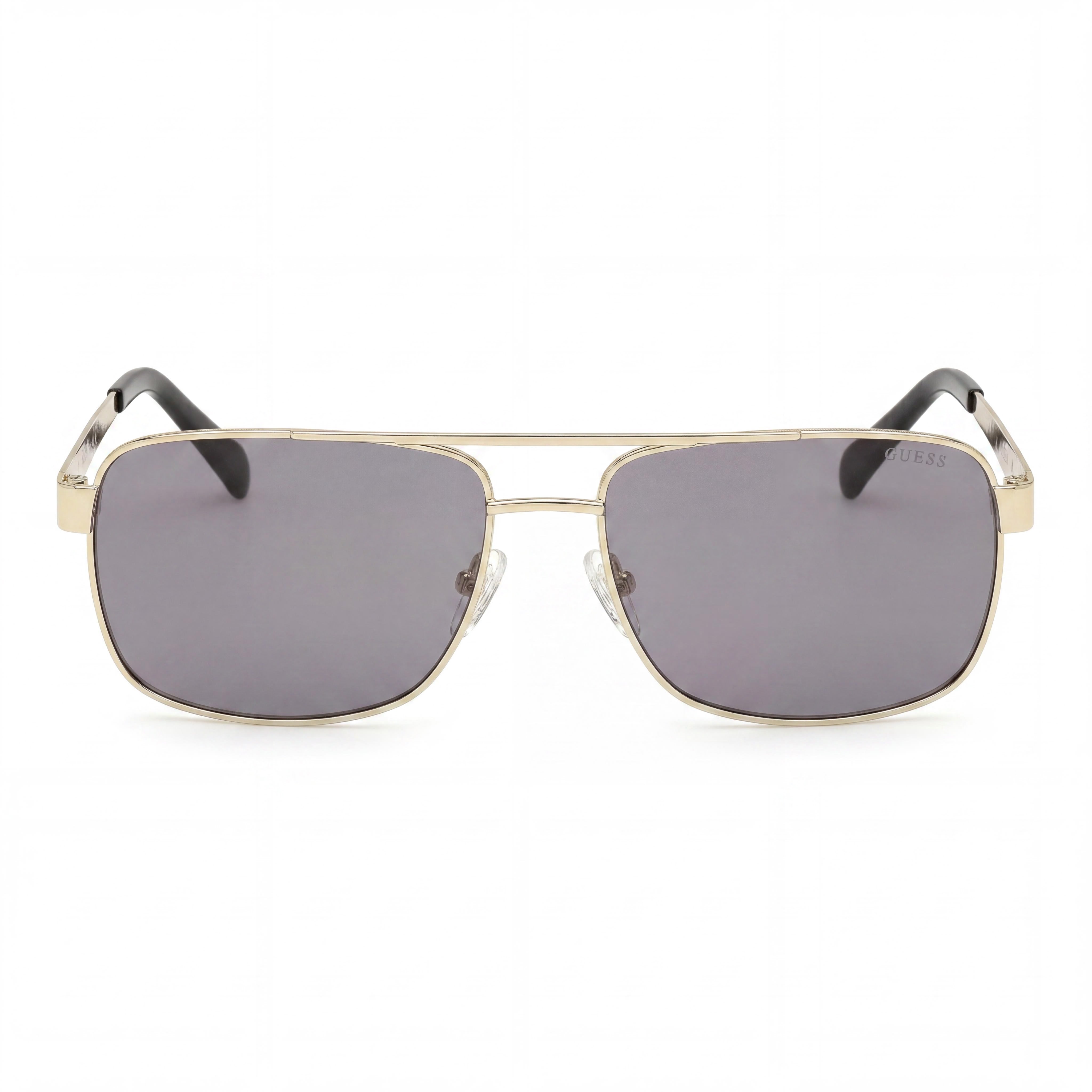 GUESS Gafas de sol contemporáneas para hombre, doradas brillantes, degradado oliva, metal, degradado marrón grisáceo espejado, 100 % UV, 58 mm, Photo 2