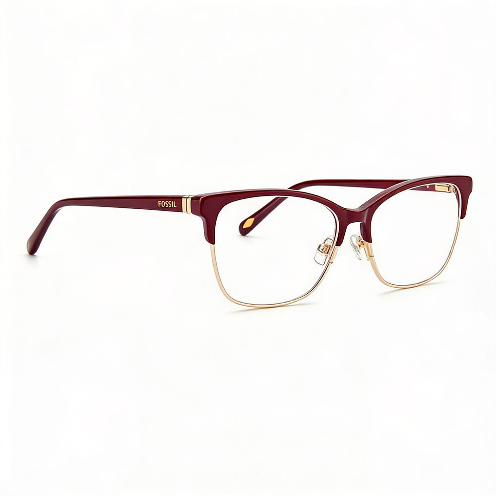 Gafas de sol Fossil Modern para mujer con montura de acero de aleación color frambuesa y lentes de policarbonato no polarizado, 53 mm
