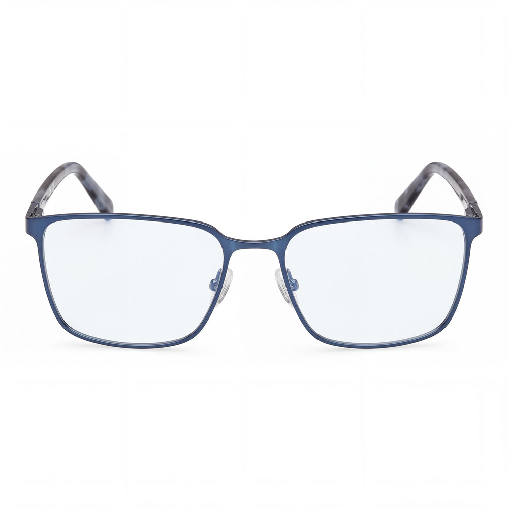 GUESS Gu50243 Gafas para hombre con montura de metal azul mate/brillante y lentes de policarbonato, ancho de lente 56 mm, puente 18 mm, longitud de patilla 145 mm