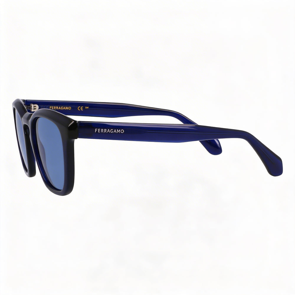 Ferragamo Men's Sf2040se Transparent Blue Titanium Frame UV 400 Non-Polarized 50mm Sunglasses