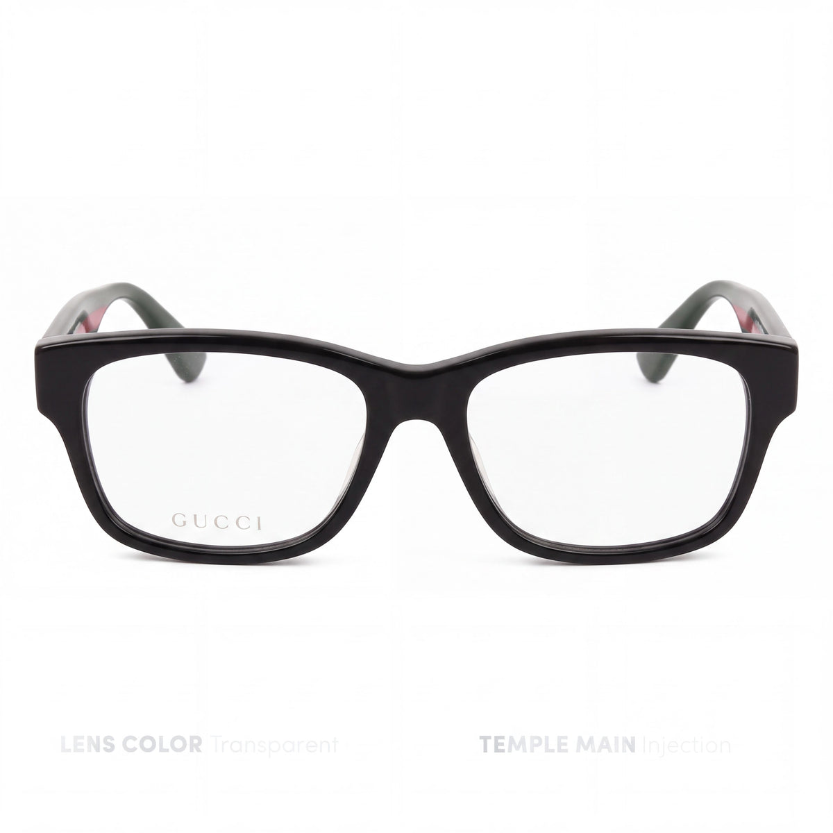 Gucci Urban GG0343O Unisex Rectangular Plastic Prescription Eyeglasses Black Green Red Clear Lens 57mm, Photo 2