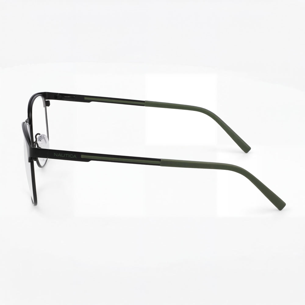 Nautica N7343 Men's Matte Black Metal Frame Round Full Rim Eyeglasses Clear Lens 53mm